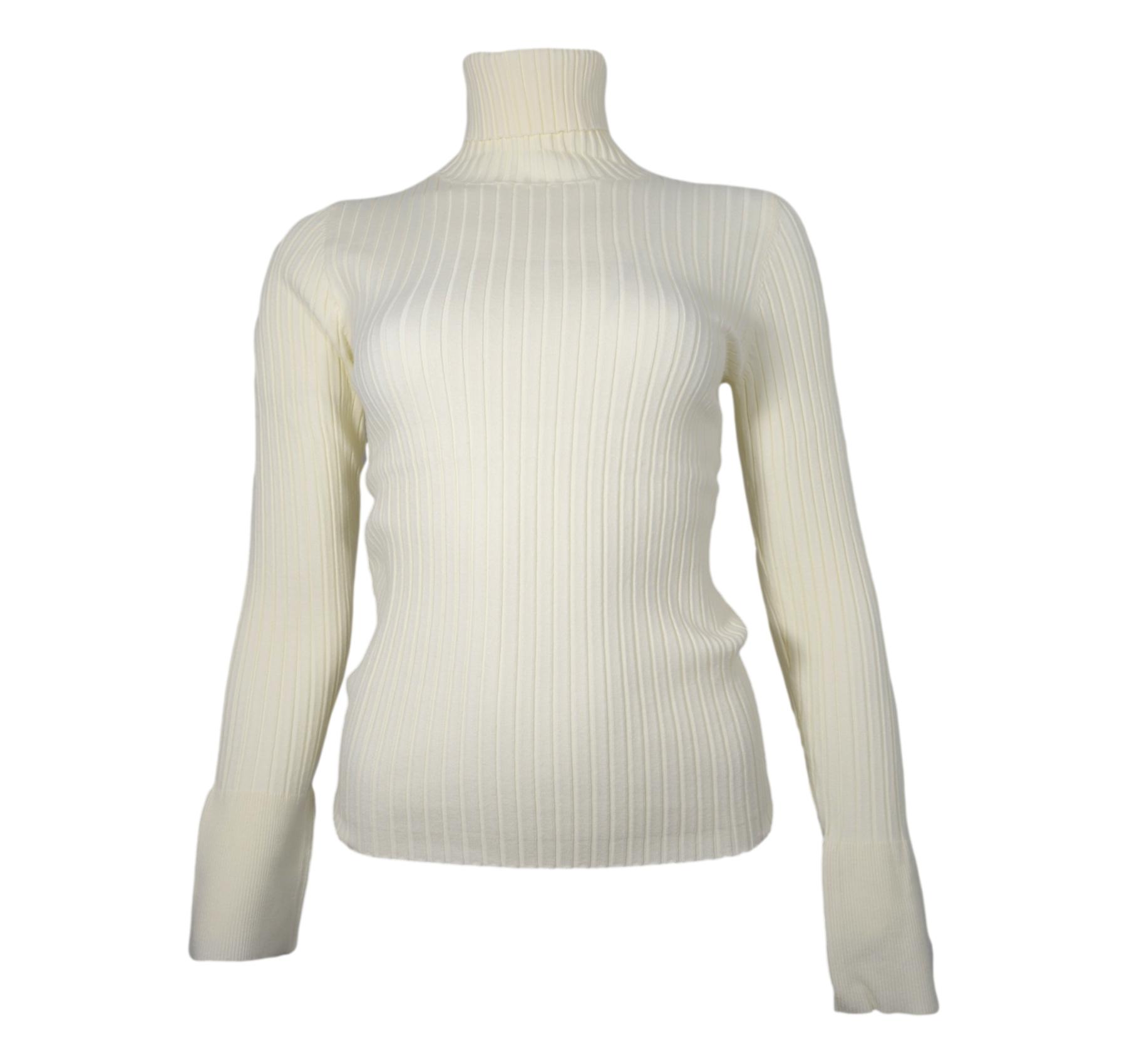 ULLA POPKEN Maglia A Costine Con Collo Alto Donna - Slim T-Shirt Adherente