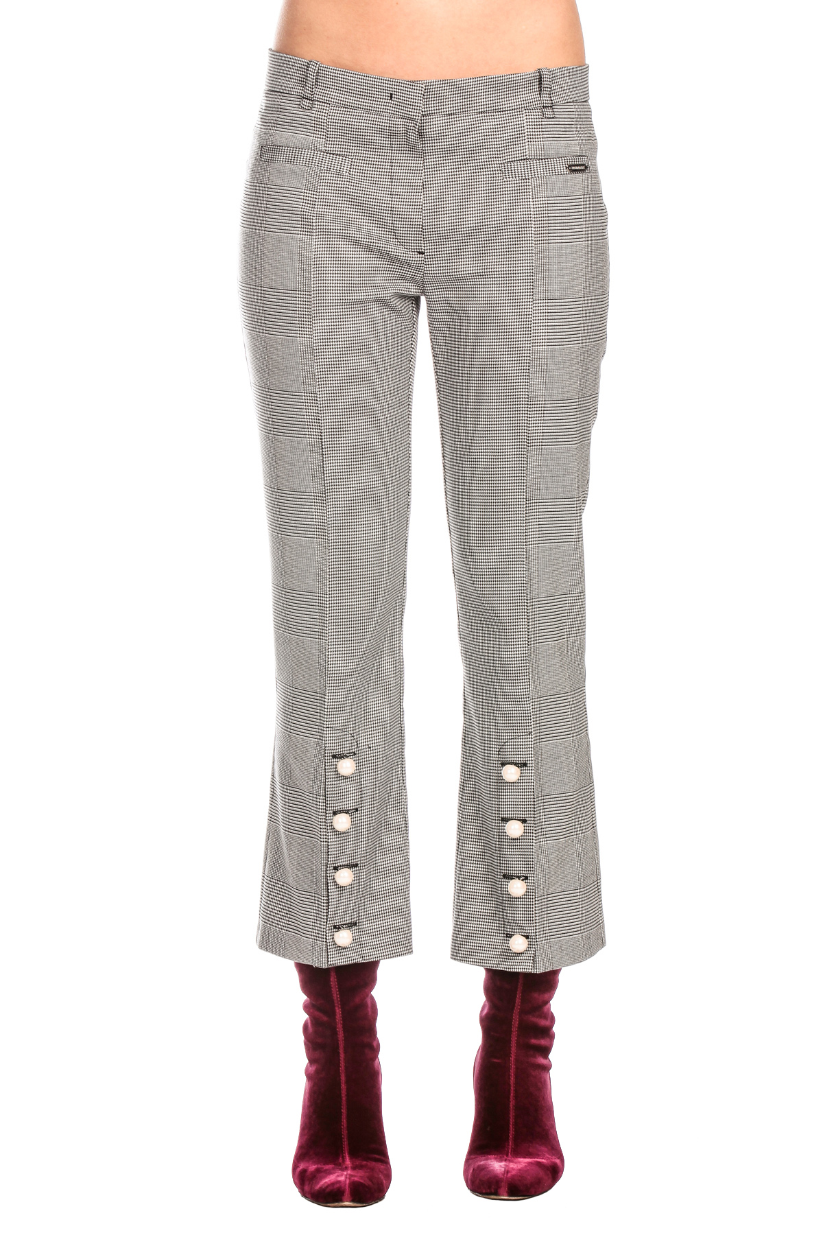 Oltre Italian Size Pantaloni Skinny Pied de Poule