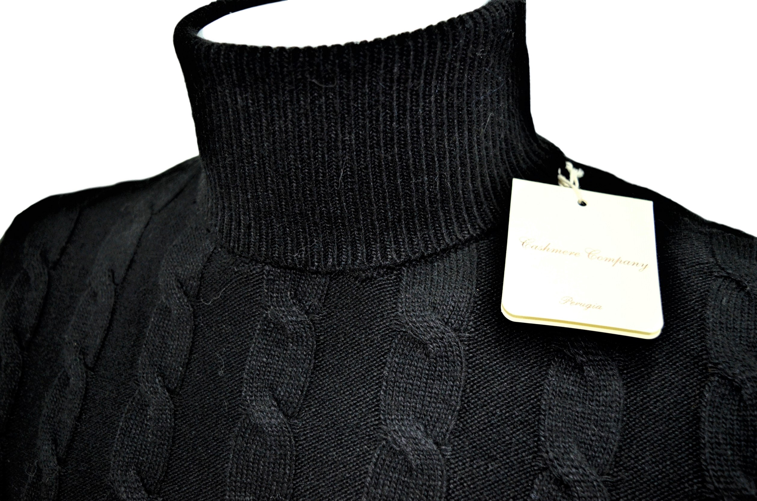 CASHMERE COMPANY MAGLIA DOLCEVITA TRECCIA NERO 99 MADE IN ITALY Cashmere e Lana