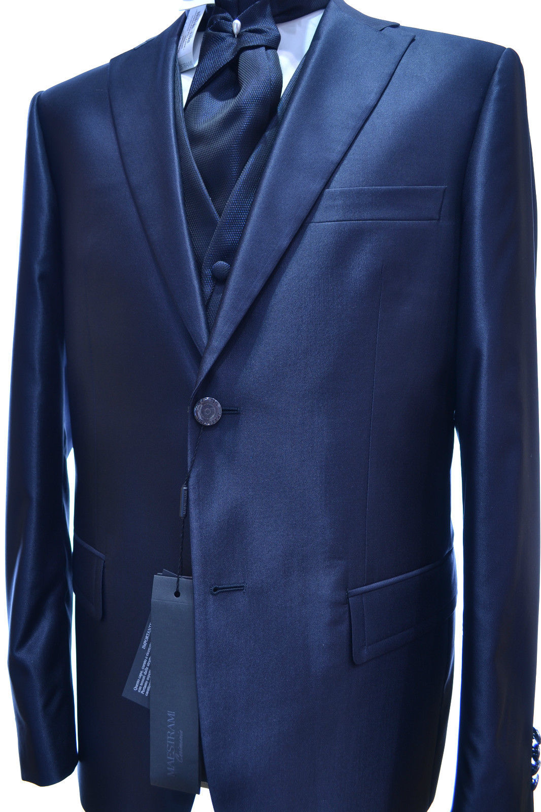 ABITO SPOSO E CERIMONIA MAESTRAMI TG 54 4 PEZZI BLU CANGIANTE CON GILE ABITO SPOSO E CERIMONIA MAESTRAMI TG 54 4 PEZZI BLU CANGIANTE CON GILE