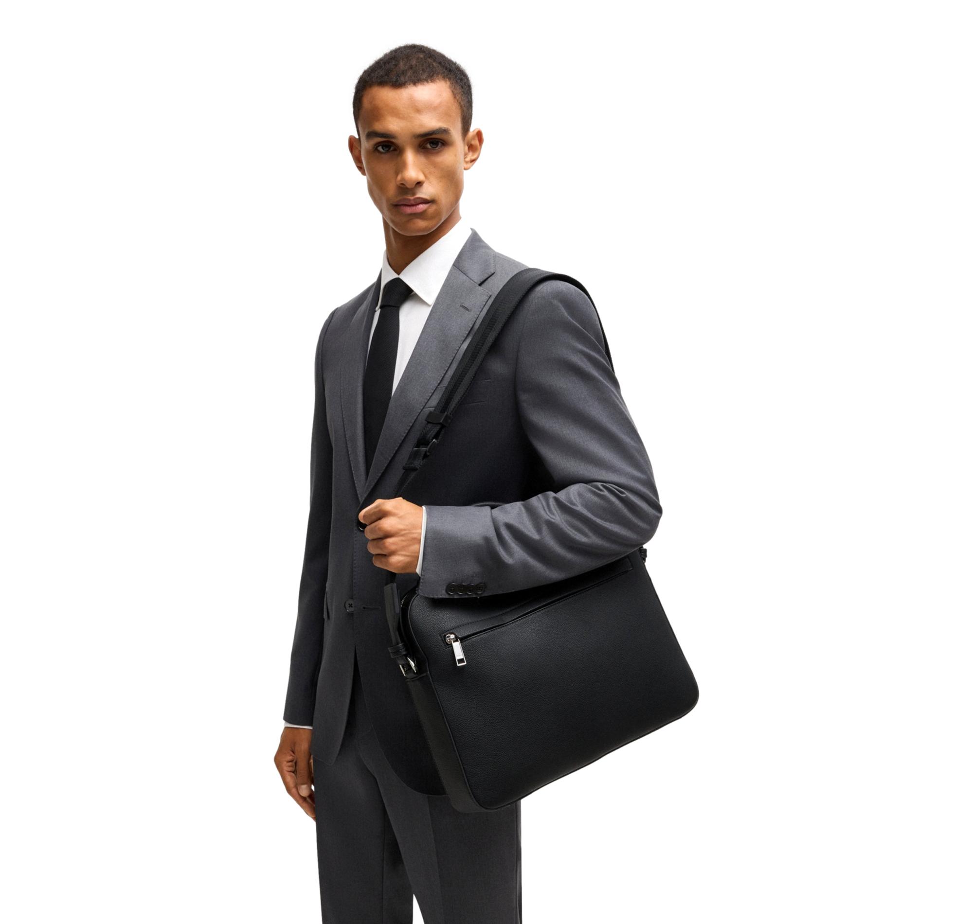 BOSS Borsa Uomo Portadocumenti Ray_S Doc Case 50536498 Similpelle Martellata Nero