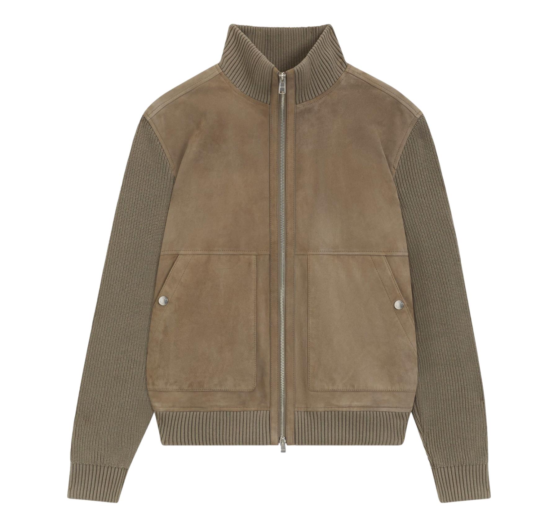 BOSS Giacca Uomo In Pelle Con Maniche In Misto Cotone H Maparo 50547673 Colore Beige Scuro