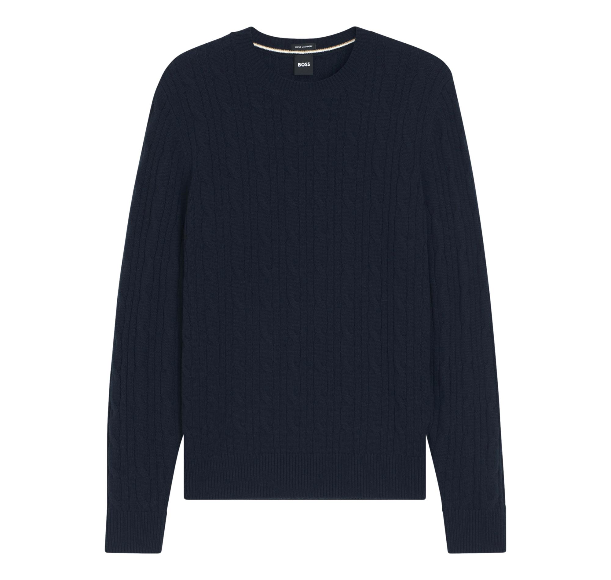 BOSS Maglione Uomo a Trecce In Lana e Cashmere H Hetico 50549975 Colore Blu