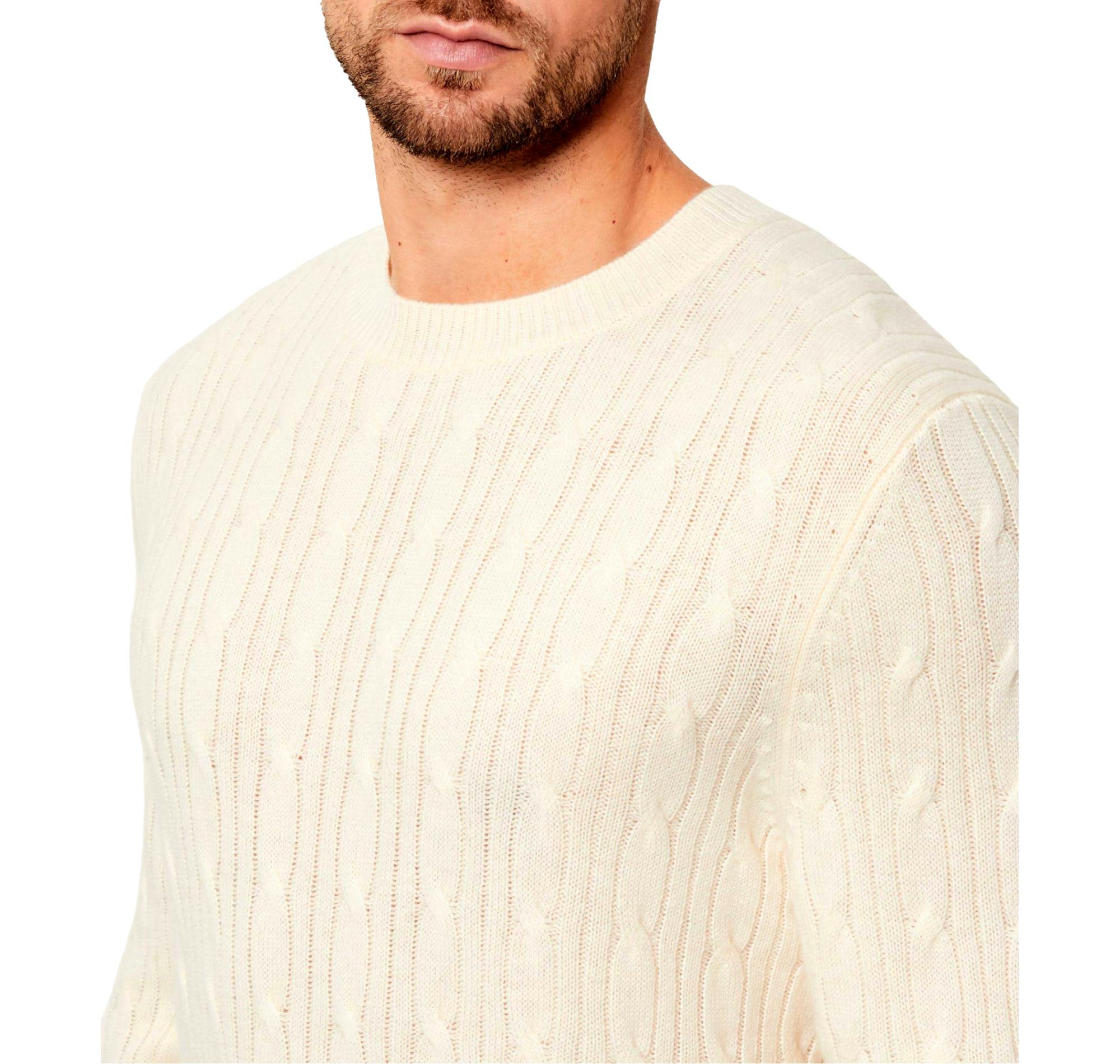 BOSS Maglione Uomo a Trecce In Lana e Cashmere H Hetico 50549975 Colore Bianco