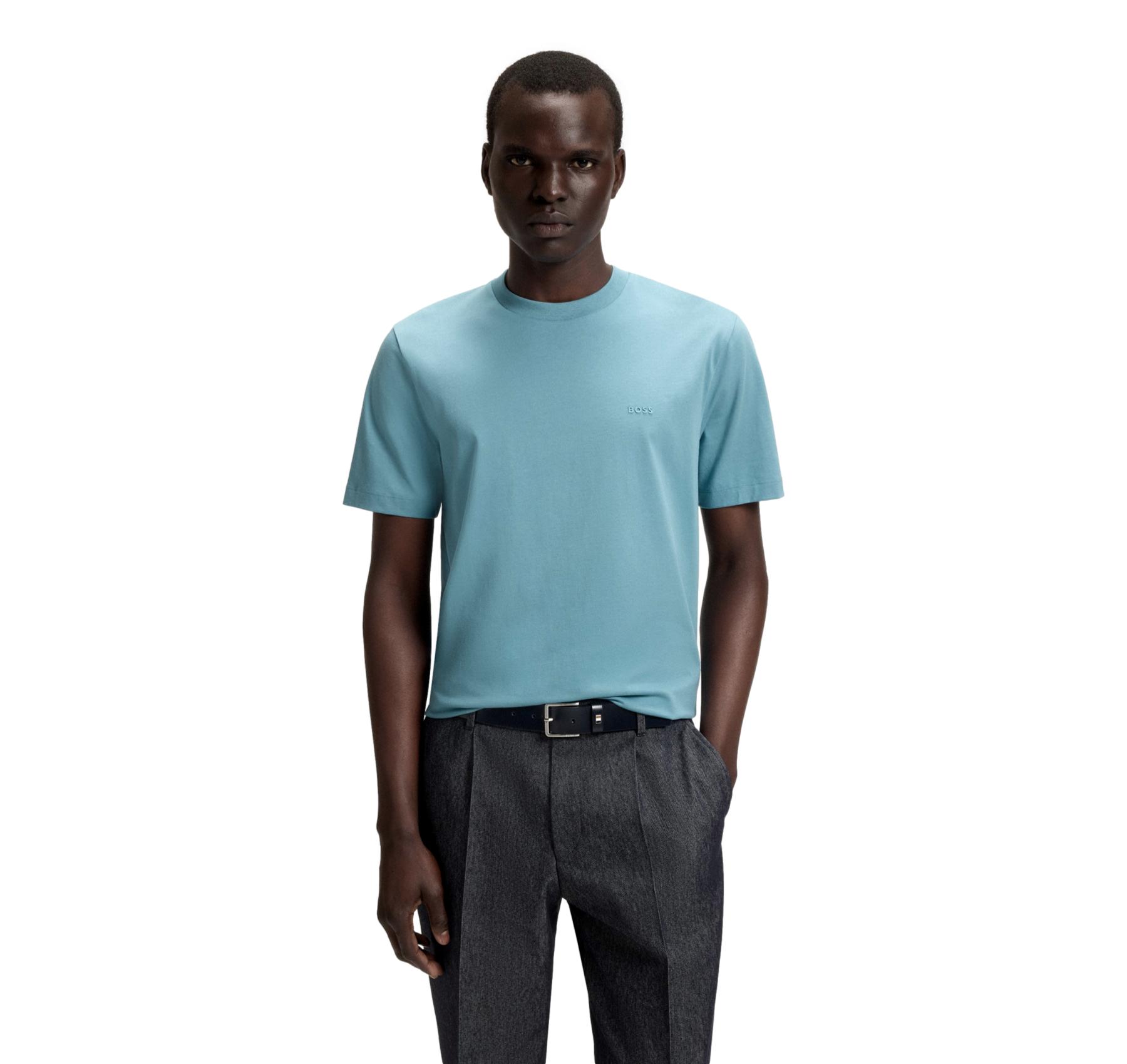 BOSS T Shirt In Jersey Di Cotone Con Logo Thompson 01 50468347 Colore Celeste