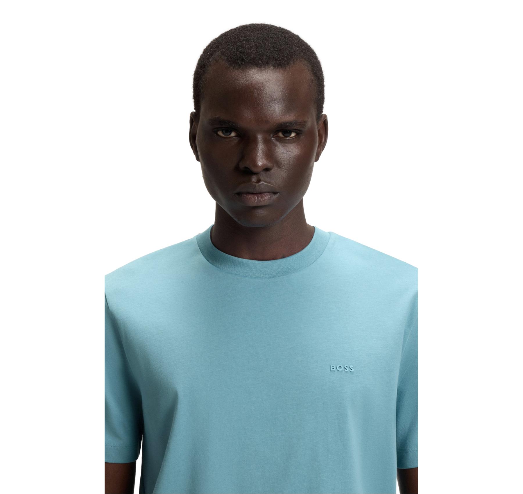 BOSS T Shirt In Jersey Di Cotone Con Logo Thompson 01 50468347 Colore Celeste