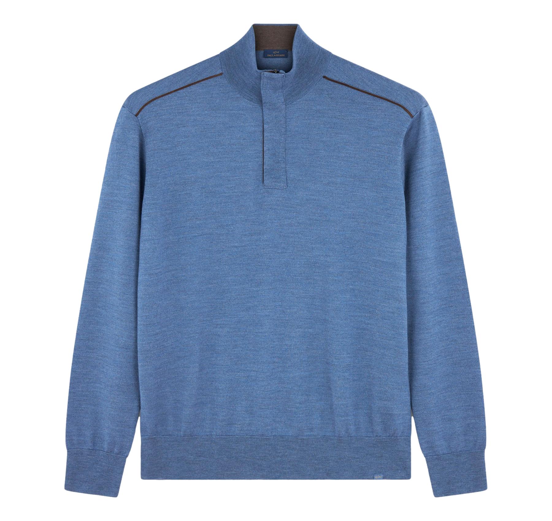 PAUL SHARK Maglione Uomo Mezza Zip In Lana Merino Extrafine 15311103 Colore Avio