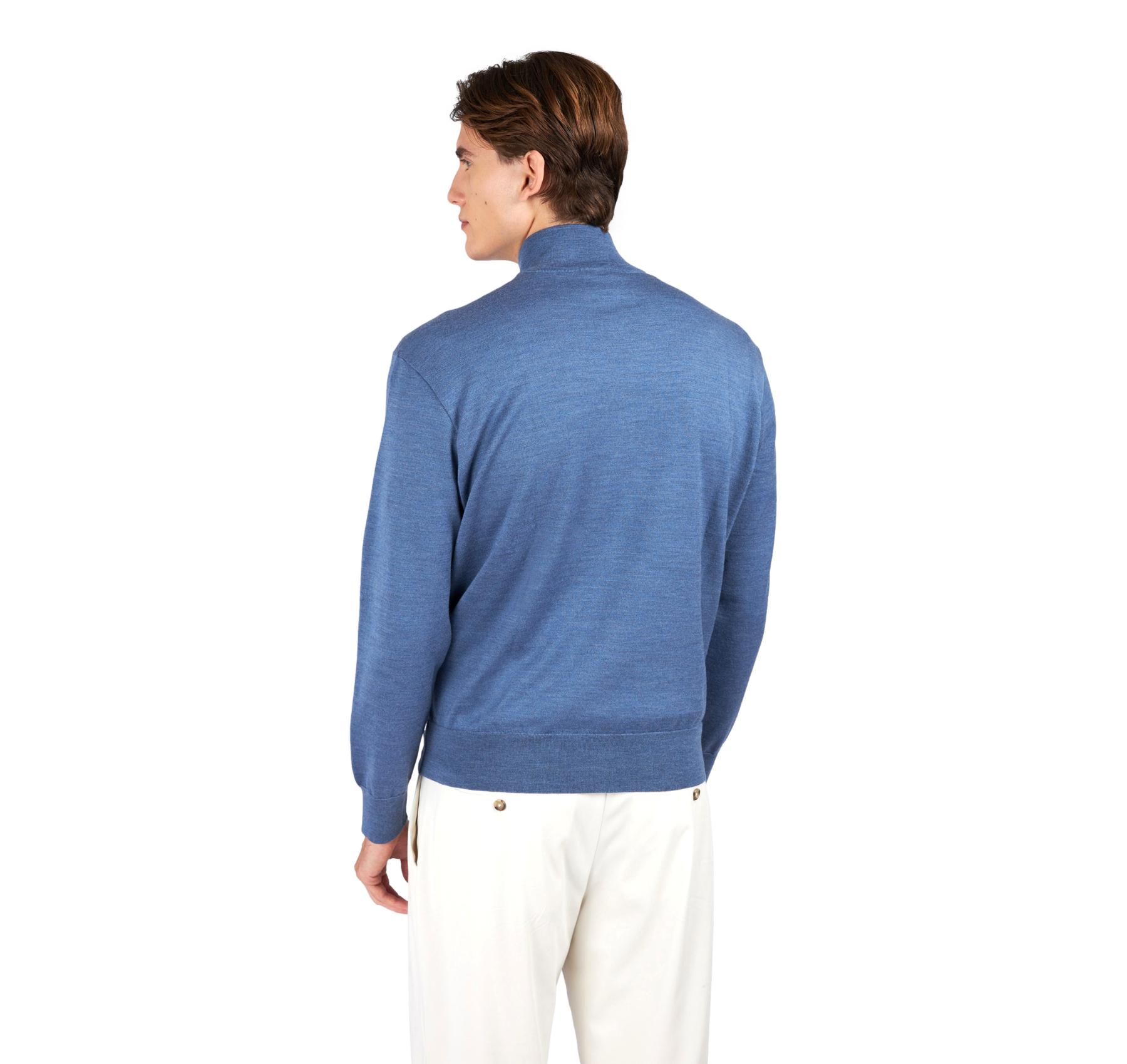 PAUL SHARK Maglione Uomo Mezza Zip In Lana Merino Extrafine 15311103 Colore Avio