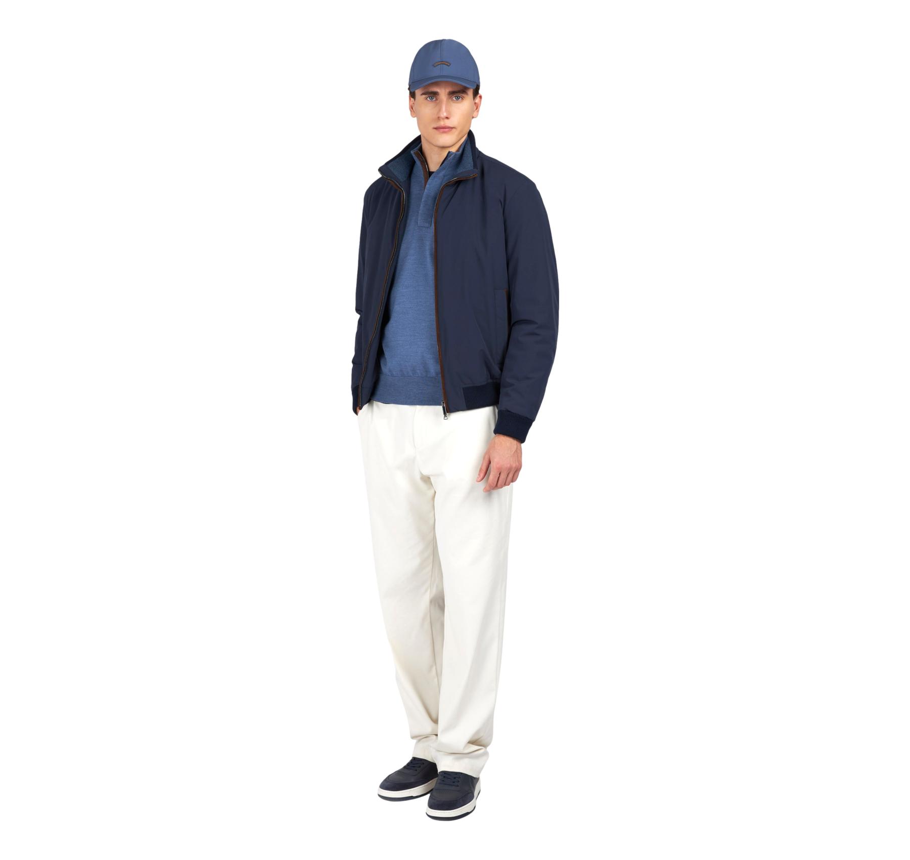 PAUL SHARK Maglione Uomo Mezza Zip In Lana Merino Extrafine 15311103 Colore Avio