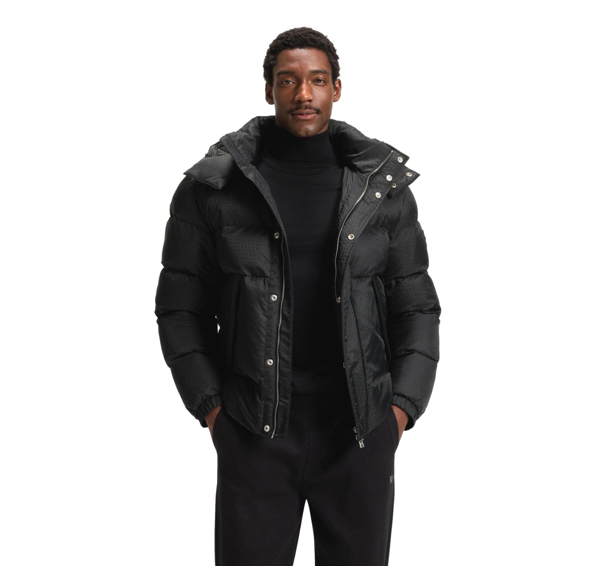 BOSS Giubbotto Uomo Idrorepellente Con Monogramma Jacquard H Corbinian5 50548727 Colore Nero