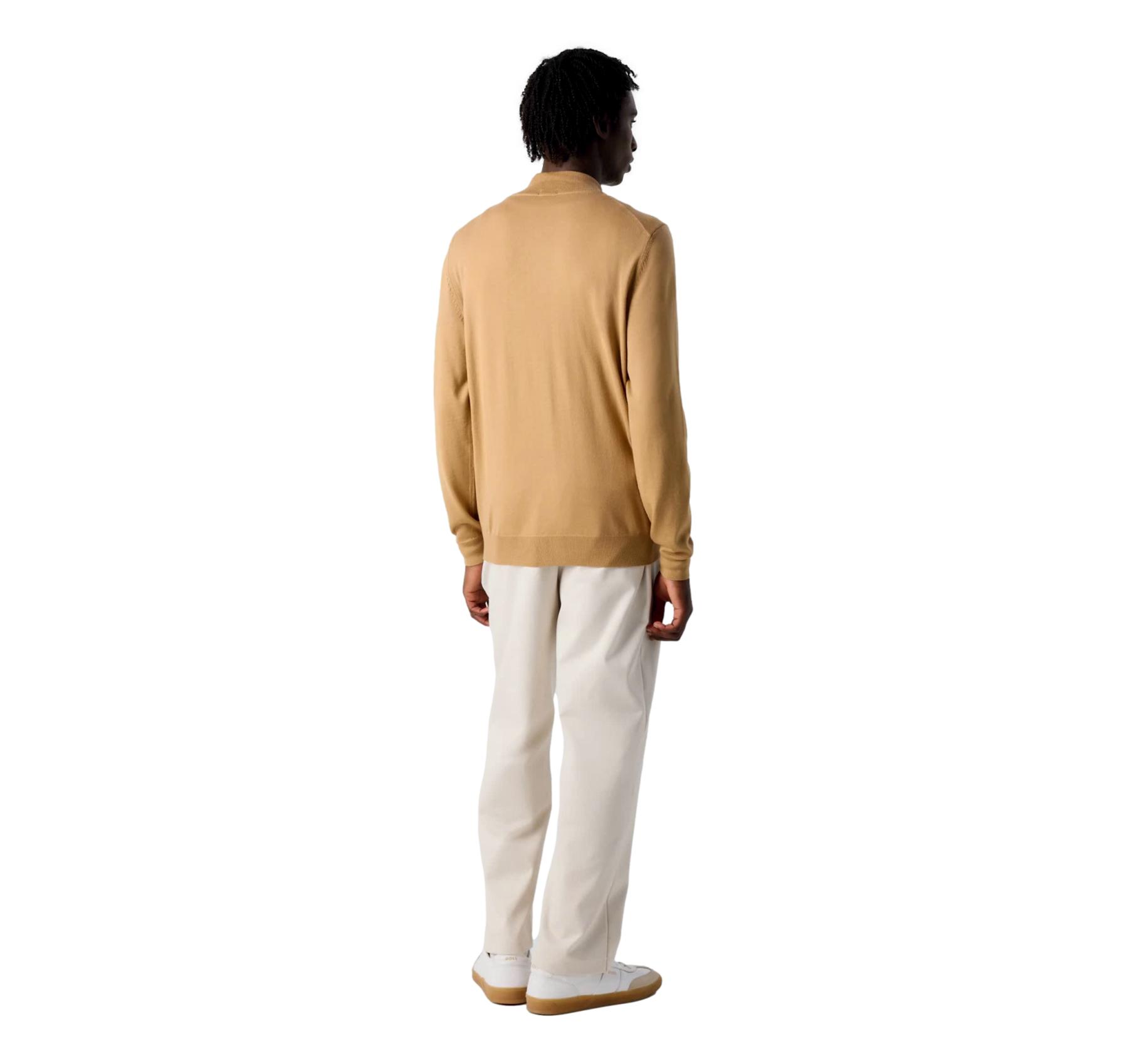 BOSS Cardigan Uomo In Lana Vergine Con Zip E Logo Ricamato Balonso L 50476347 Colore Beige Scuro