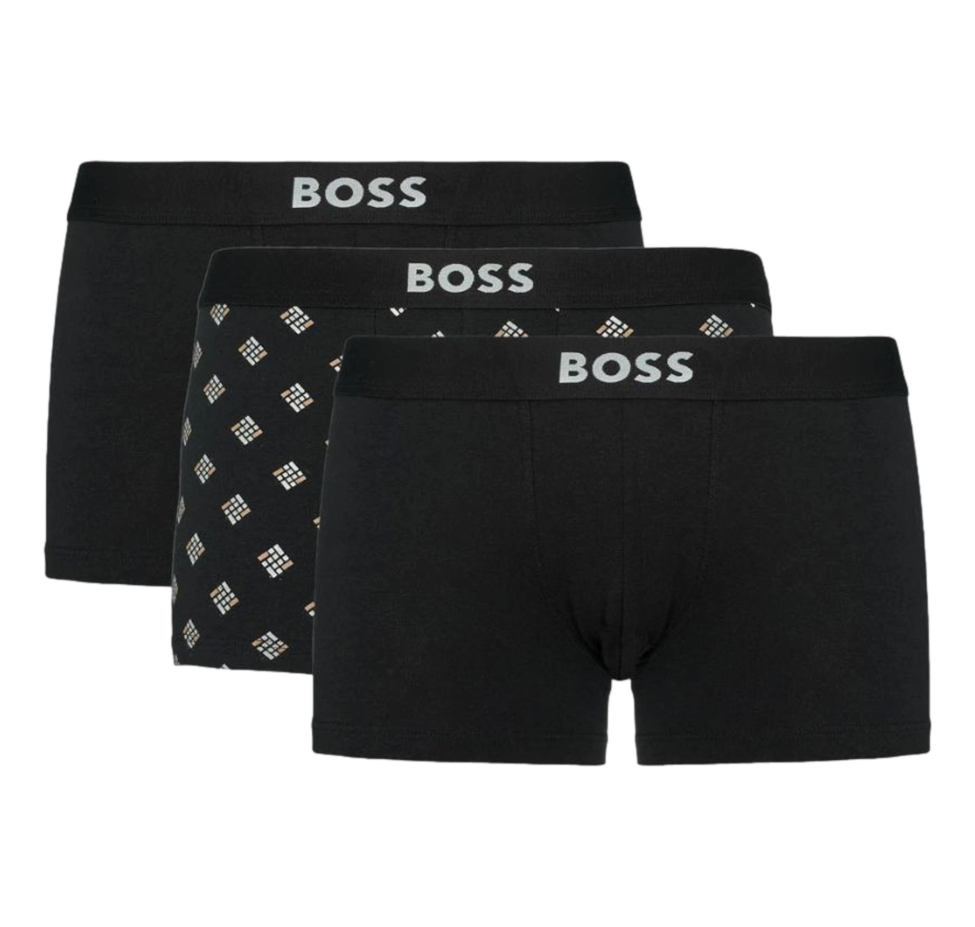 BOSS Boxer Corti Uomo In Cotone Elasticizzato In Confezione Da Tre Trunk 3P BOSS ONE D 50549832 Colore Nero