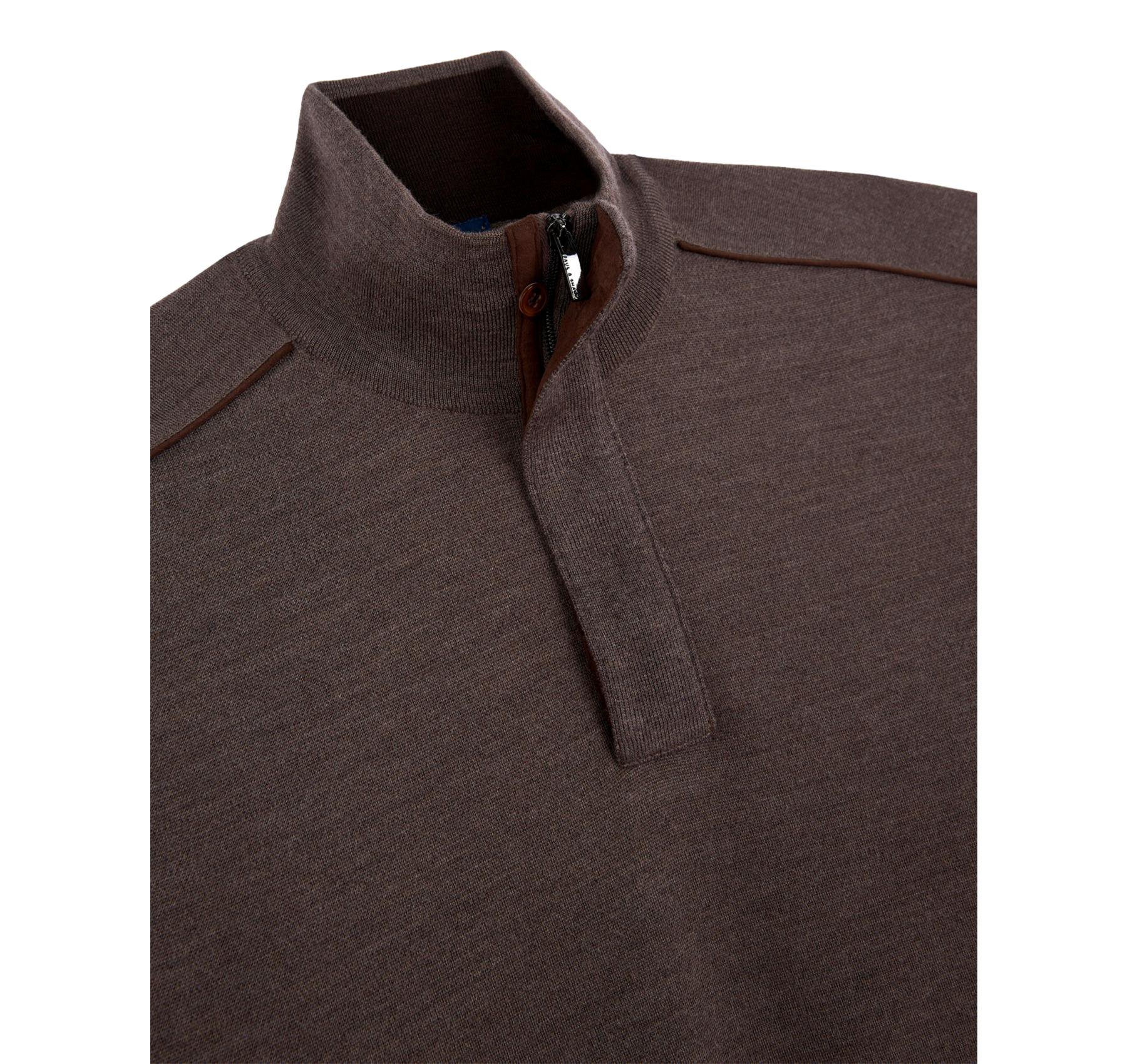 PAUL&SHARK Maglia Uomo Mezza Zip In Lana Merino Extrafine 15311103 365 Colore Tortora Melange