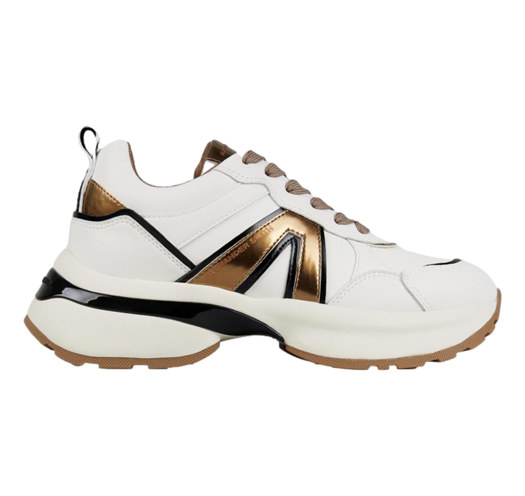 ALEXANDER SMITH Sneakers Donna In Pelle Con Logo Laterale Victoria Woman VIW 1006 Colore Bianco Bronzo