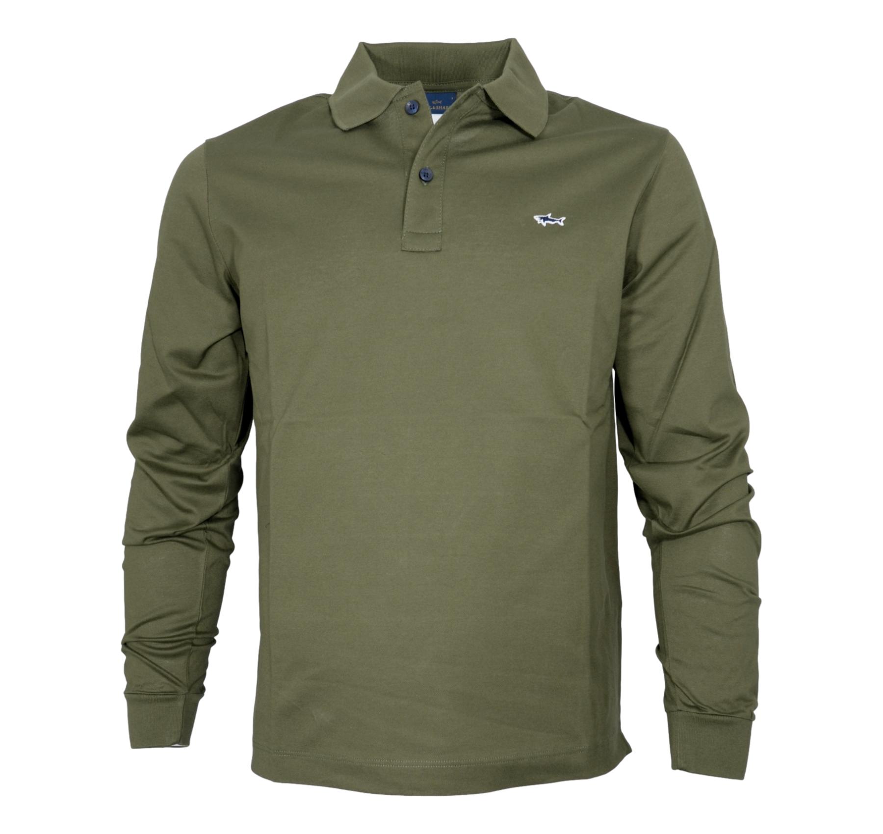 PAUL SHARK Polo Uomo Manica Lunga In Pique Di Cotone 99311003 089 Colore Verde Militare