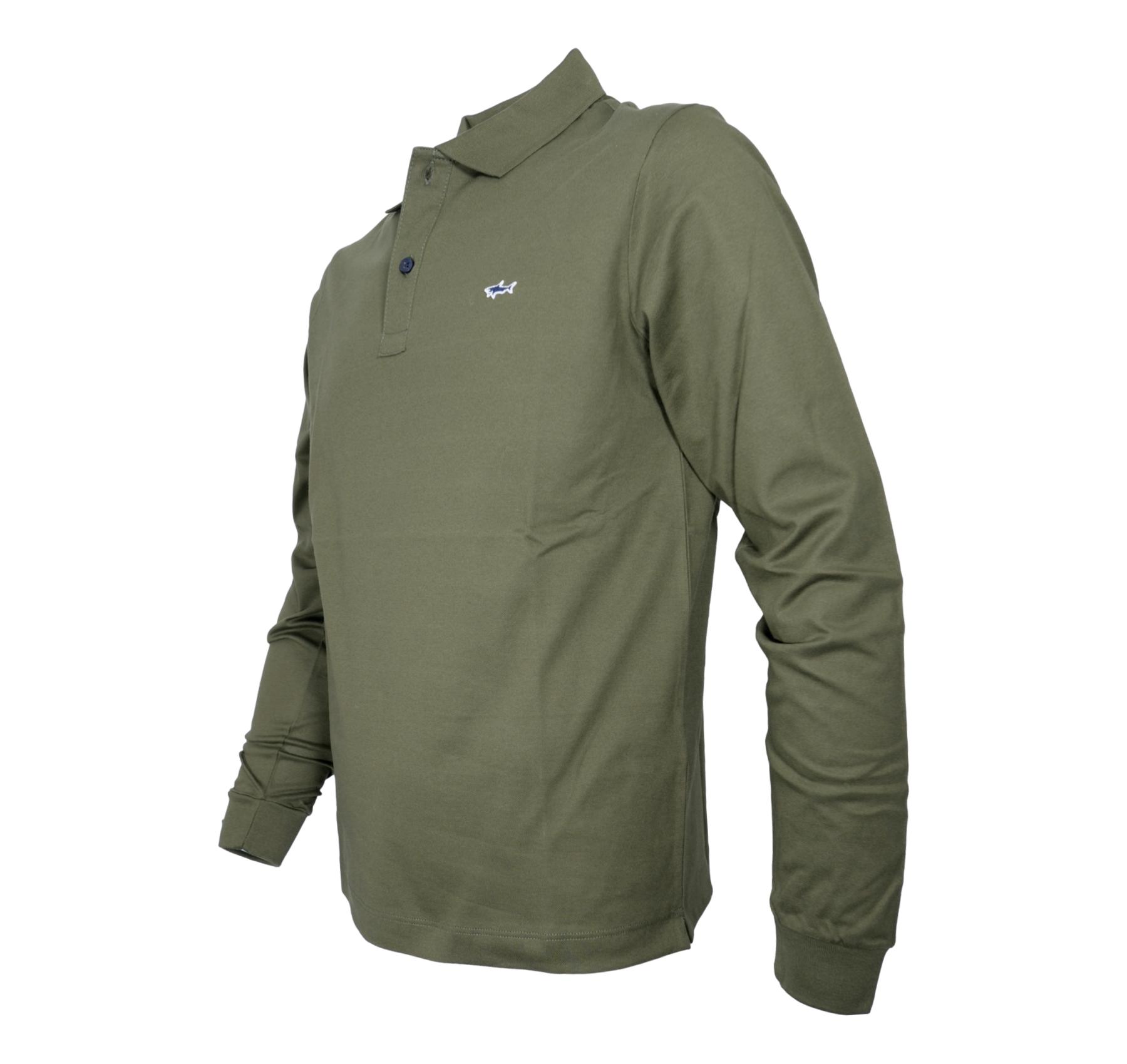 PAUL SHARK Polo Uomo Manica Lunga In Pique Di Cotone 99311003 089 Colore Verde Militare