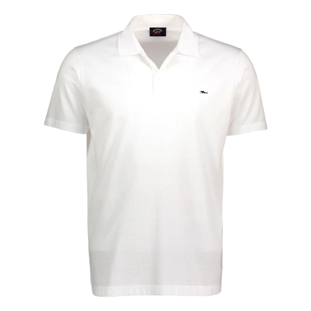 PAUL SHARK Polo Uomo In Cotone Organico Pique\' Con Shark Badge 99311001 010 Bianco
