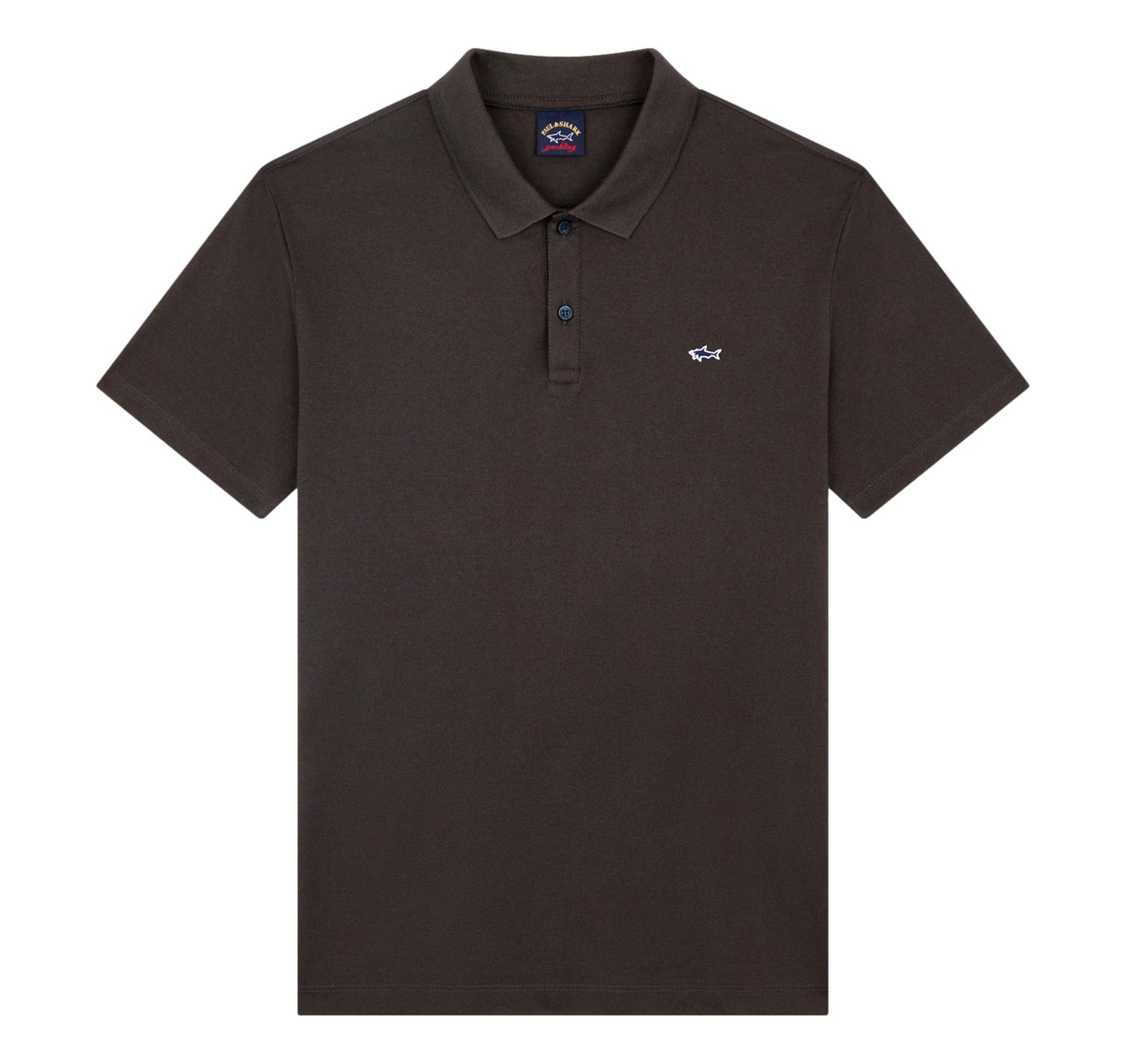 PAUL SHARK Polo Cotone Organico Pique Con Shark Badge 99311001 331 Colore Marrone