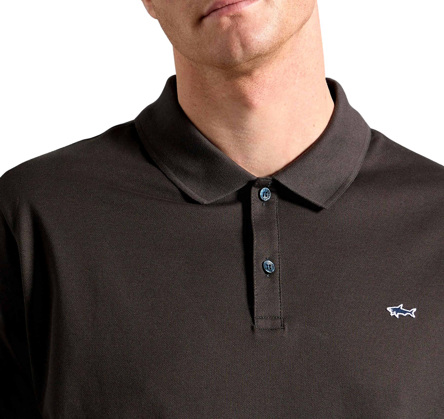 PAUL SHARK Polo Cotone Organico Pique Con Shark Badge 99311001 331 Colore Marrone