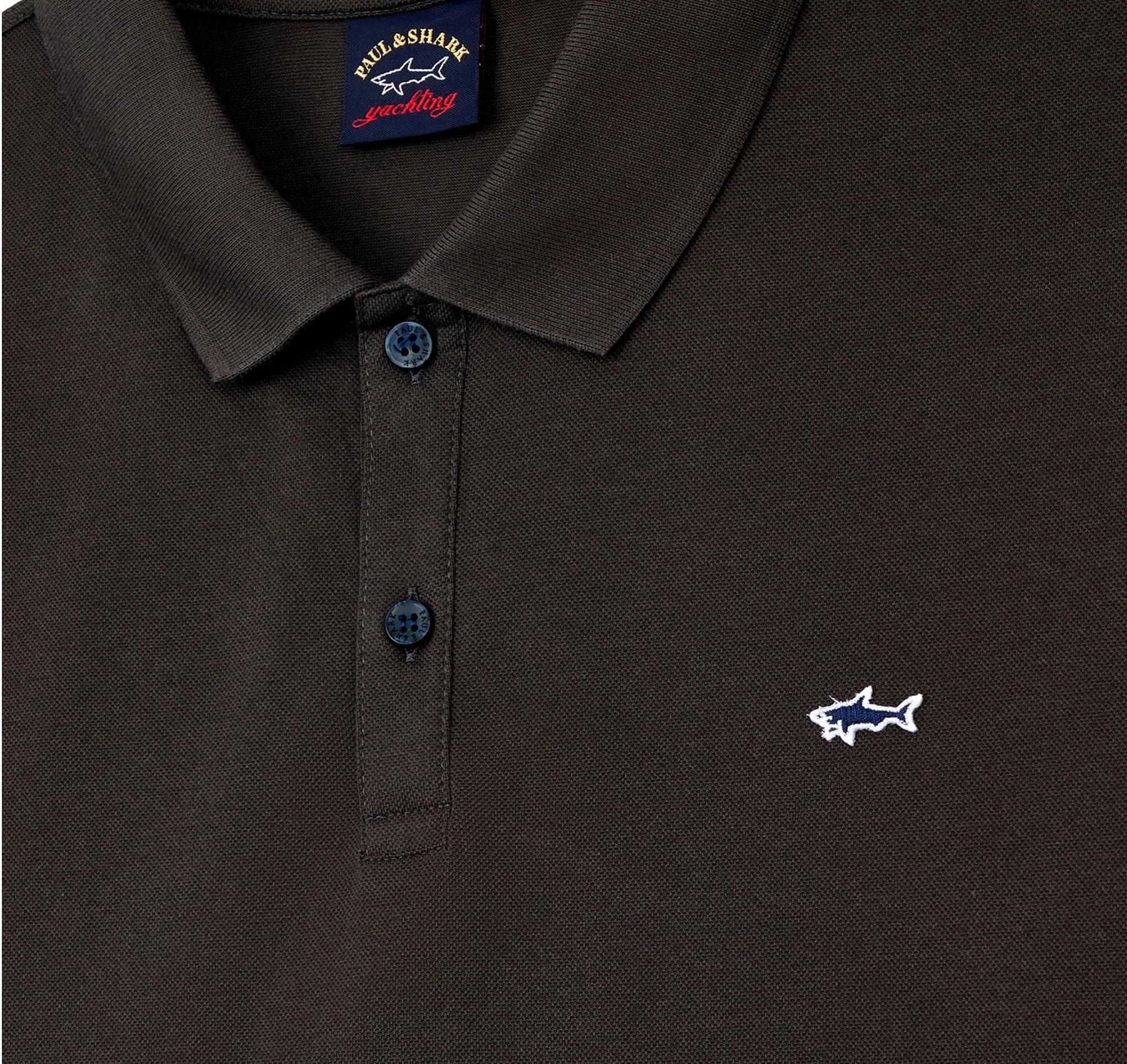 PAUL SHARK Polo Cotone Organico Pique Con Shark Badge 99311001 331 Colore Marrone