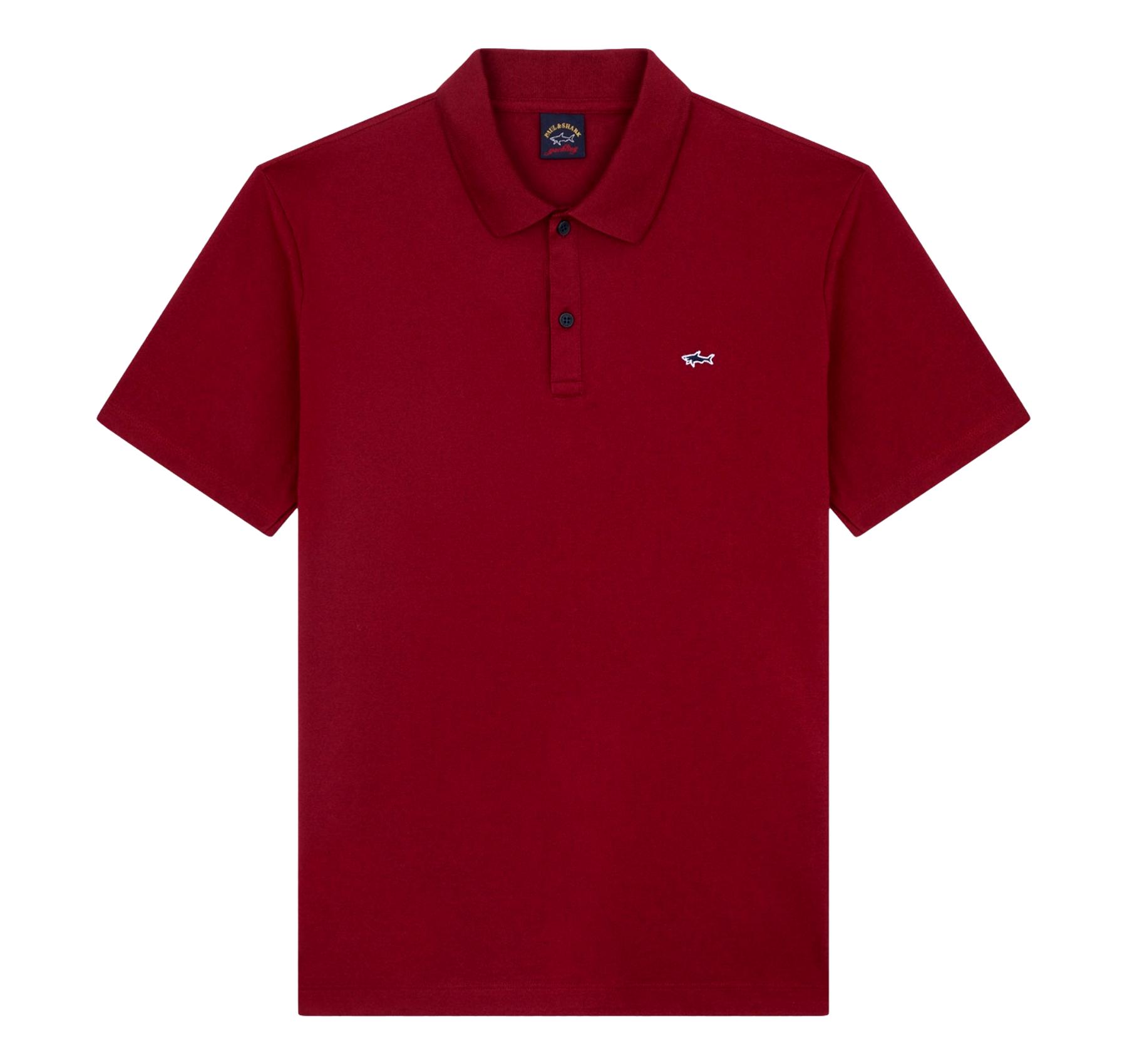 PAUL SHARK Polo in Cotone Organico Pique Con Shark Badge 99311001 342 Bordo