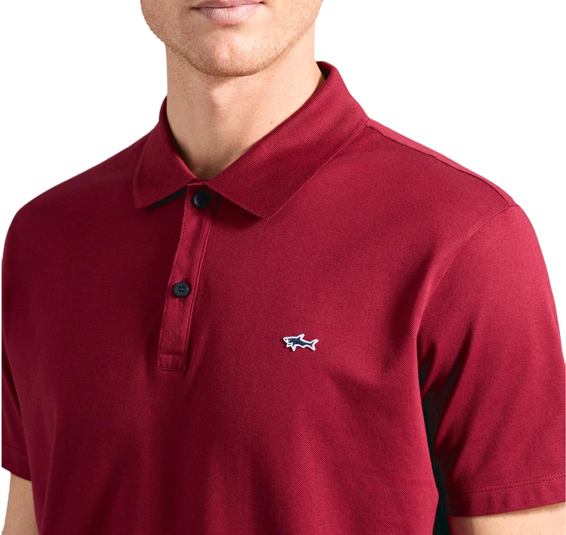 PAUL SHARK Polo in Cotone Organico Pique Con Shark Badge 99311001 342 Bordo