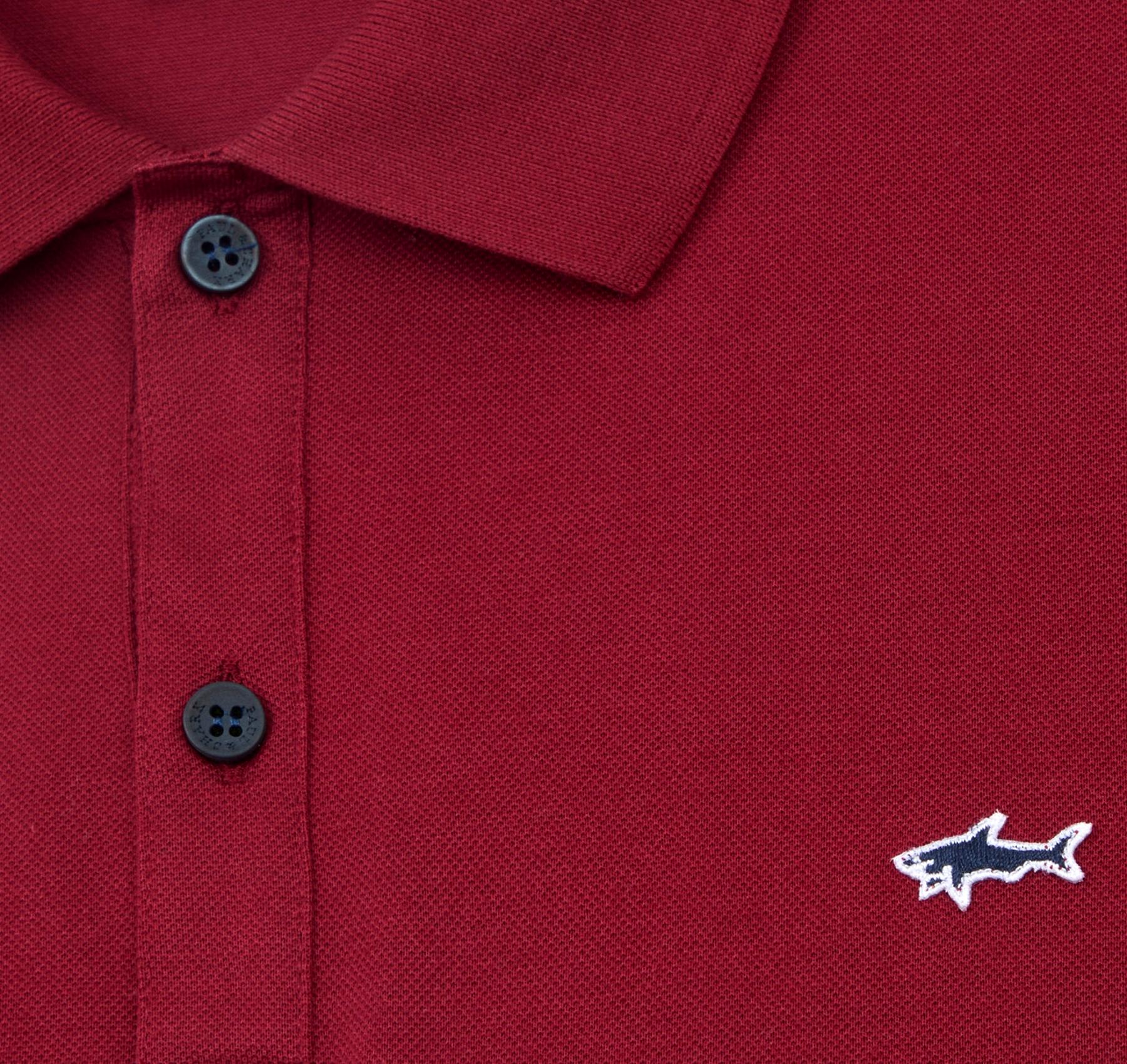 PAUL SHARK Polo in Cotone Organico Pique Con Shark Badge 99311001 342 Bordo