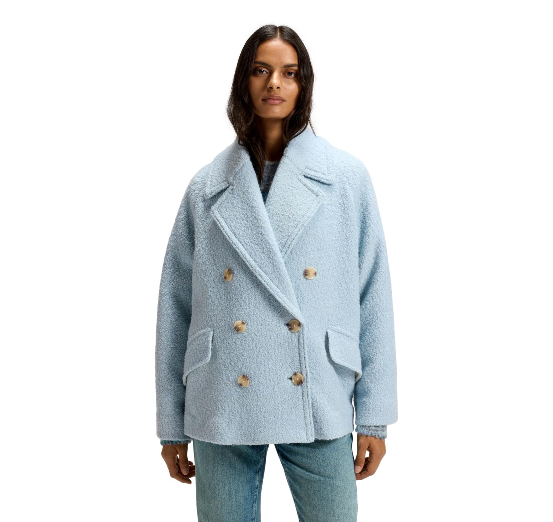 BOSS Cappotto Donna Caban Con Linea Squadrata e Lavorazione Boucle C Cabani 50548664 Colore Celeste