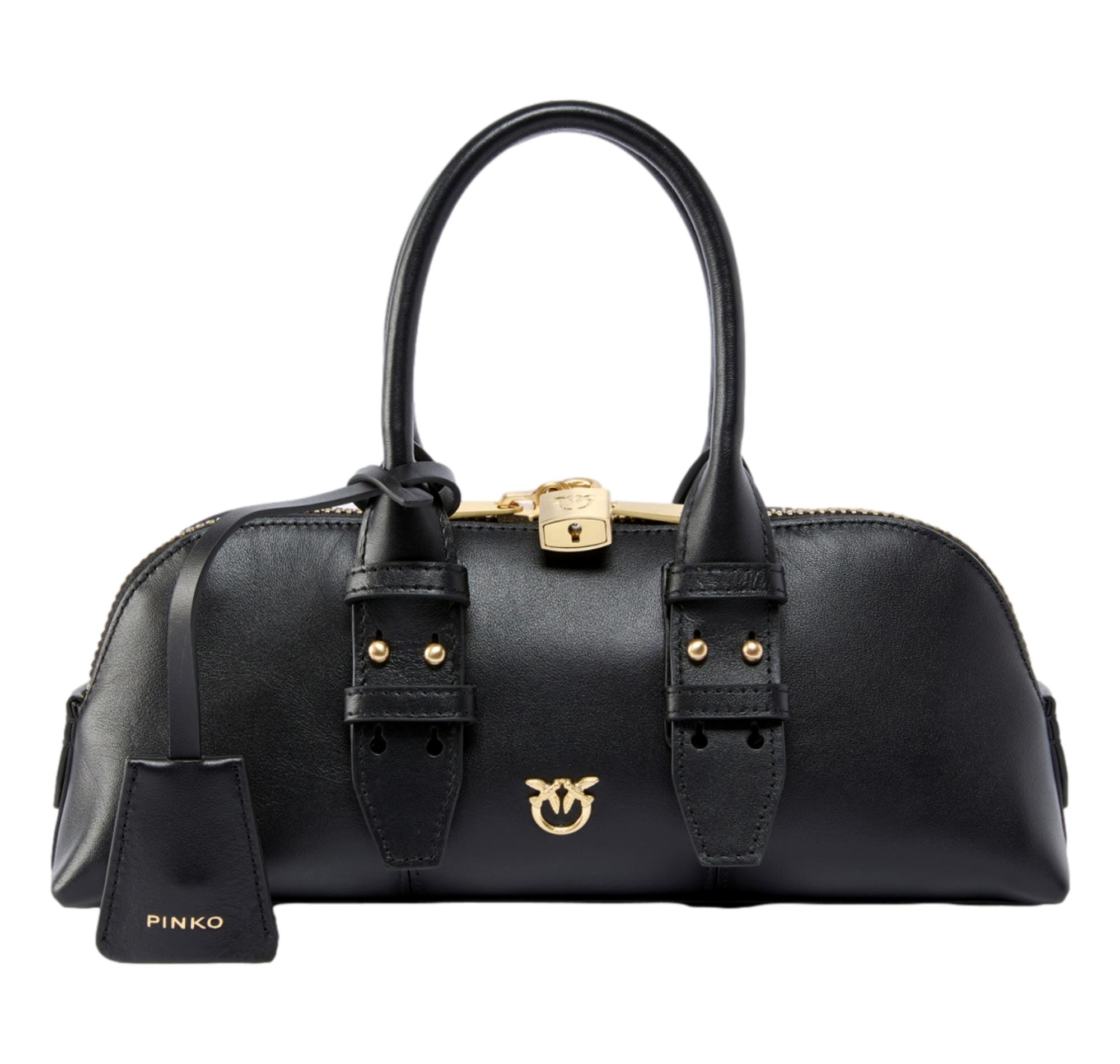 PINKO Borsa Donna Bowling Escape Bag Piccola in Pelle Love Birds 105334 Colore Nero Z99V