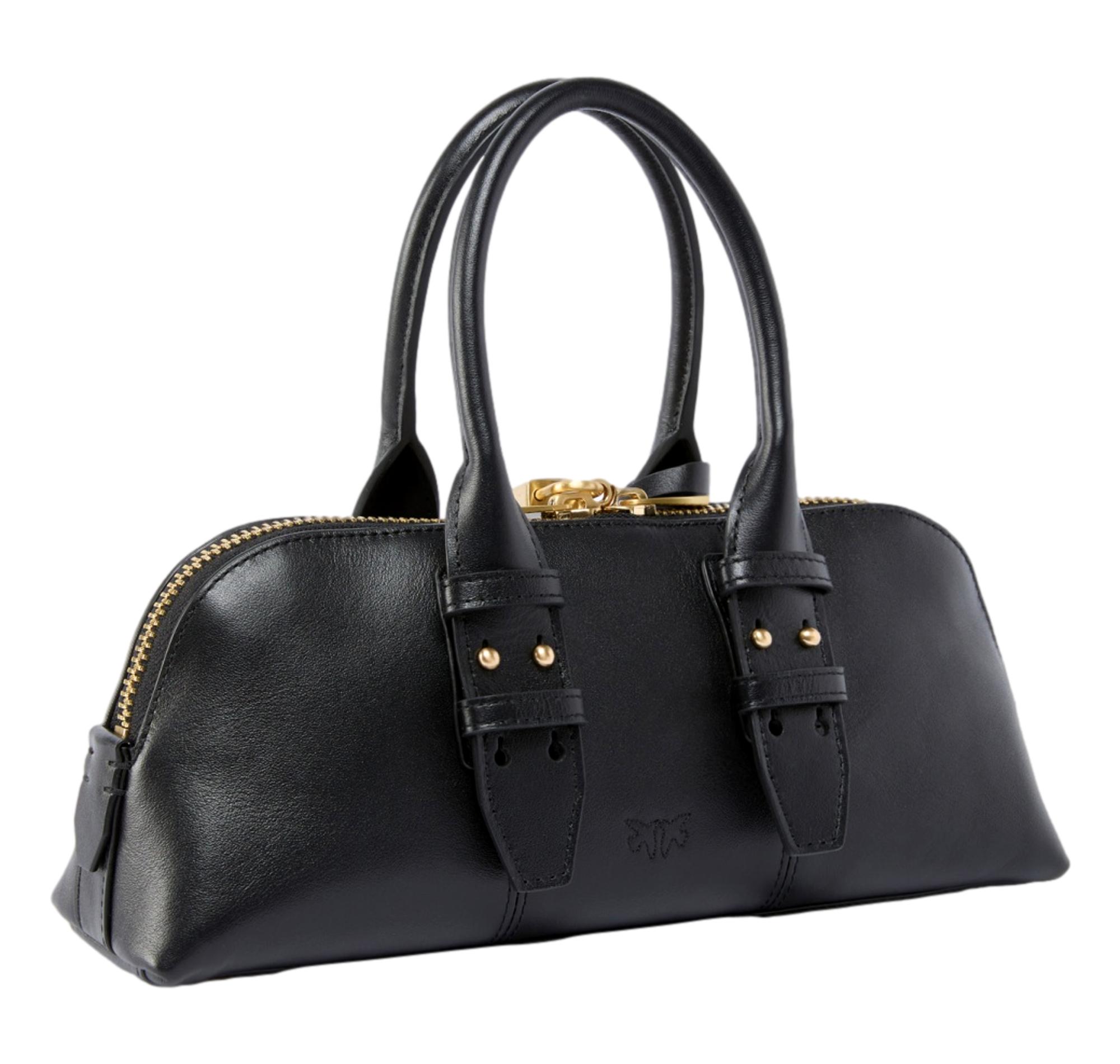 PINKO Borsa Donna Bowling Escape Bag Piccola in Pelle Love Birds 105334 Colore Nero Z99V