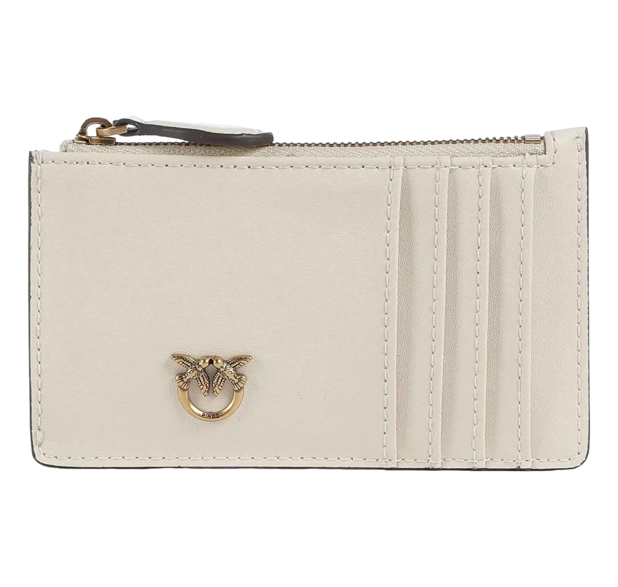 PINKO Portacarte Donna Airone Cardholder Vitello Seta 100251 Z14Q Colore Bianco