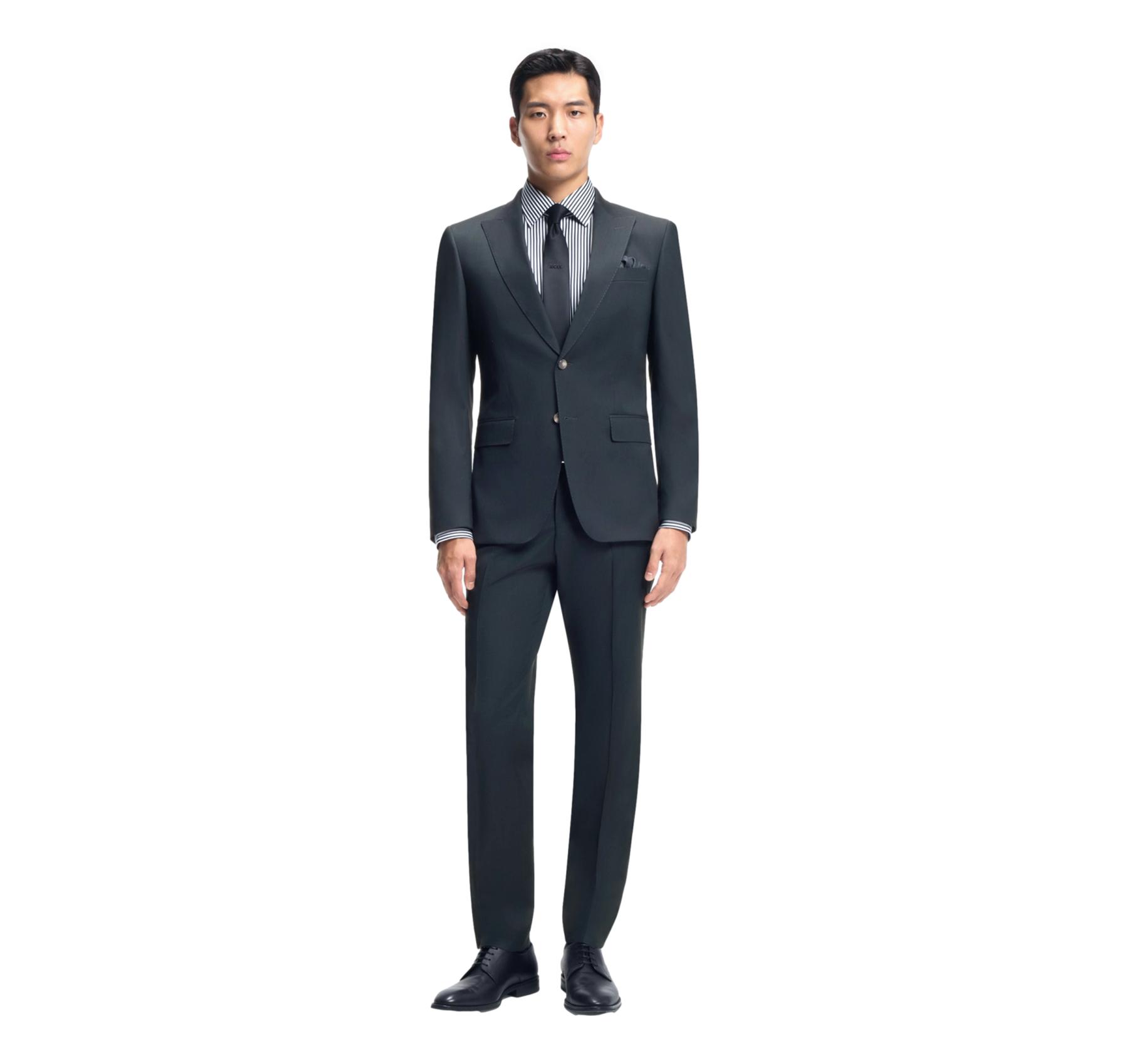 BOSS Abito Uomo Due Pezzi Slim Fit Misto Lana H-Huge 2Pcs Peak 253  50557273 Verde Petrolio