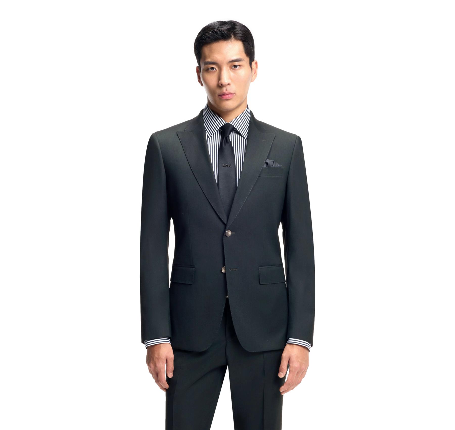 BOSS Abito Uomo Due Pezzi Slim Fit Misto Lana H-Huge 2Pcs Peak 253  50557273 Verde Petrolio