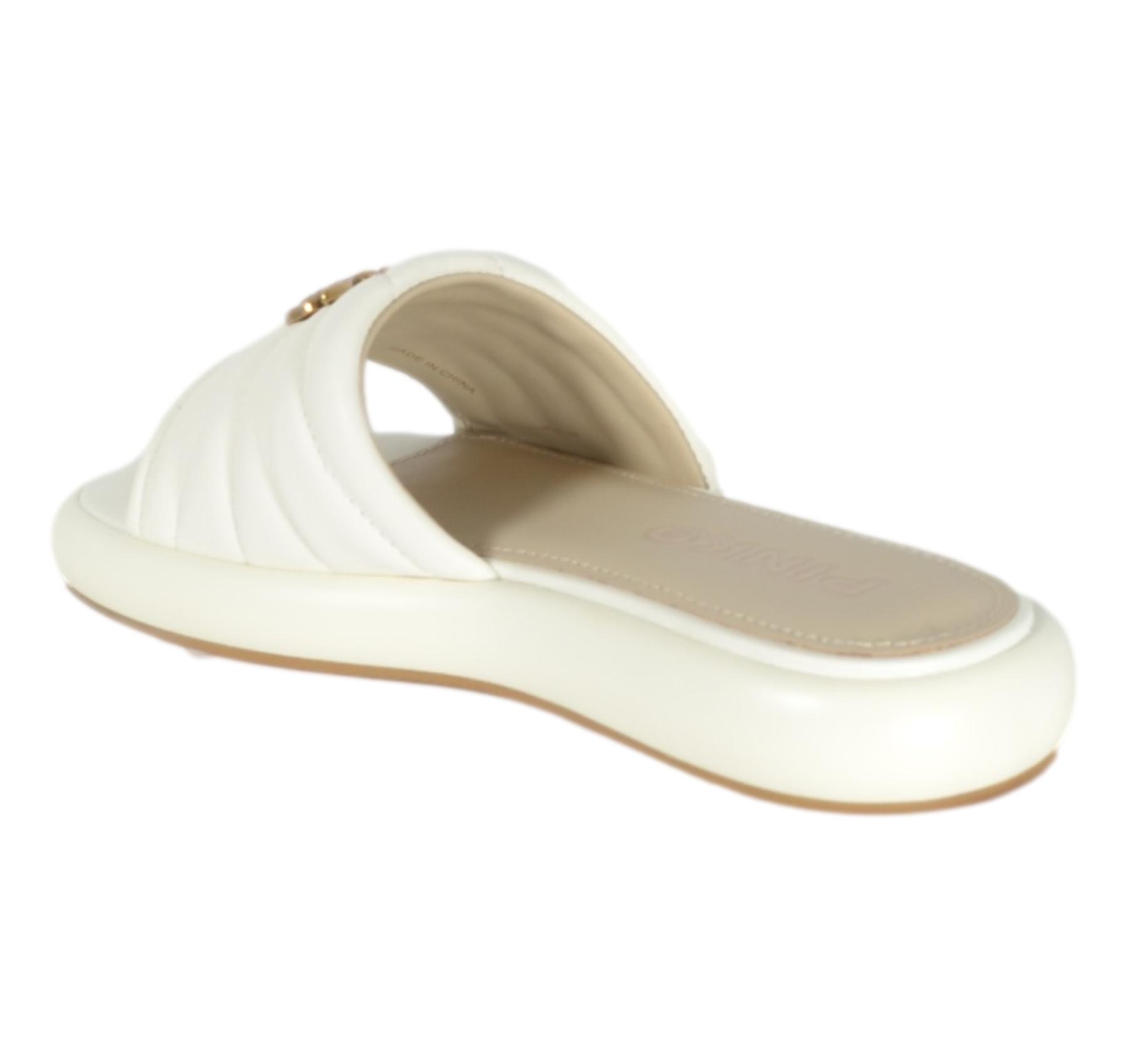 Pinko Ciabatte Donna in Pelle Love Birds SD0525 Fiona 03 Fascia Imbottita Colore Bianco Panna Z12