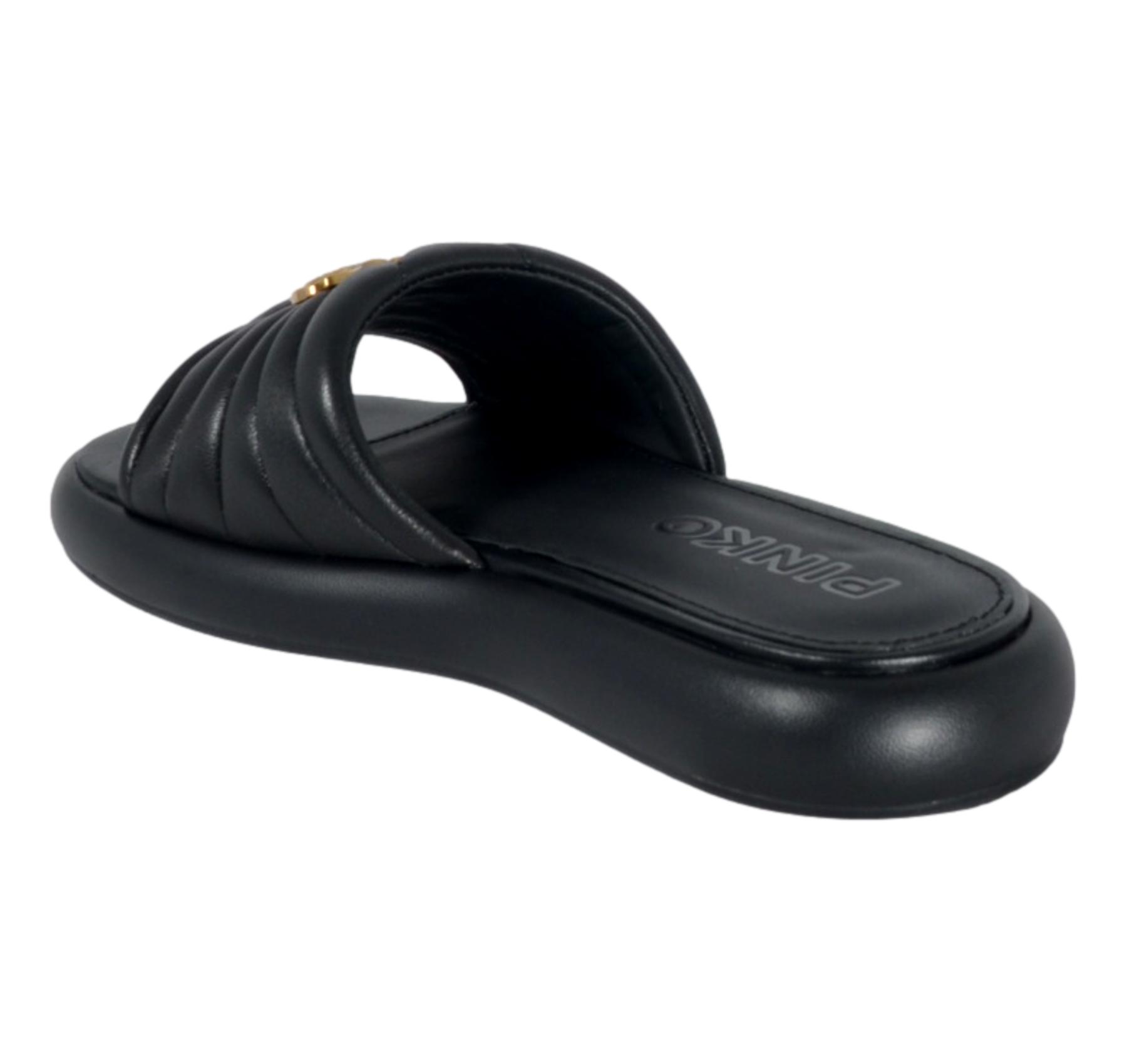 Pinko Ciabatte Donna in Pelle Love Birds SD0525 Fiona 03 Fascia Imbottita Colore Nero Z99