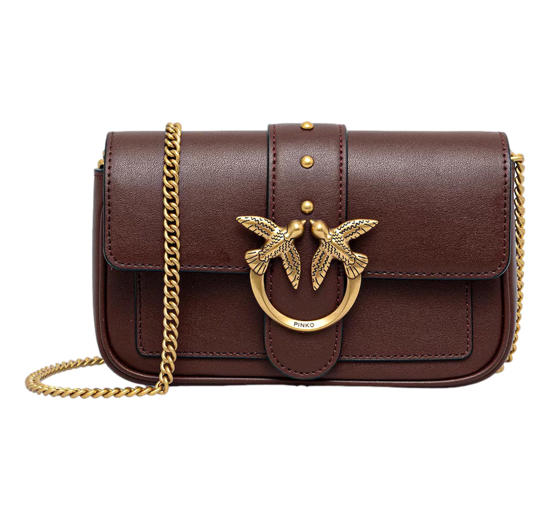 PINKO Borsa Donna Love One Pocket C Vitello Seta 100061 Colore Bordeaux R49Q