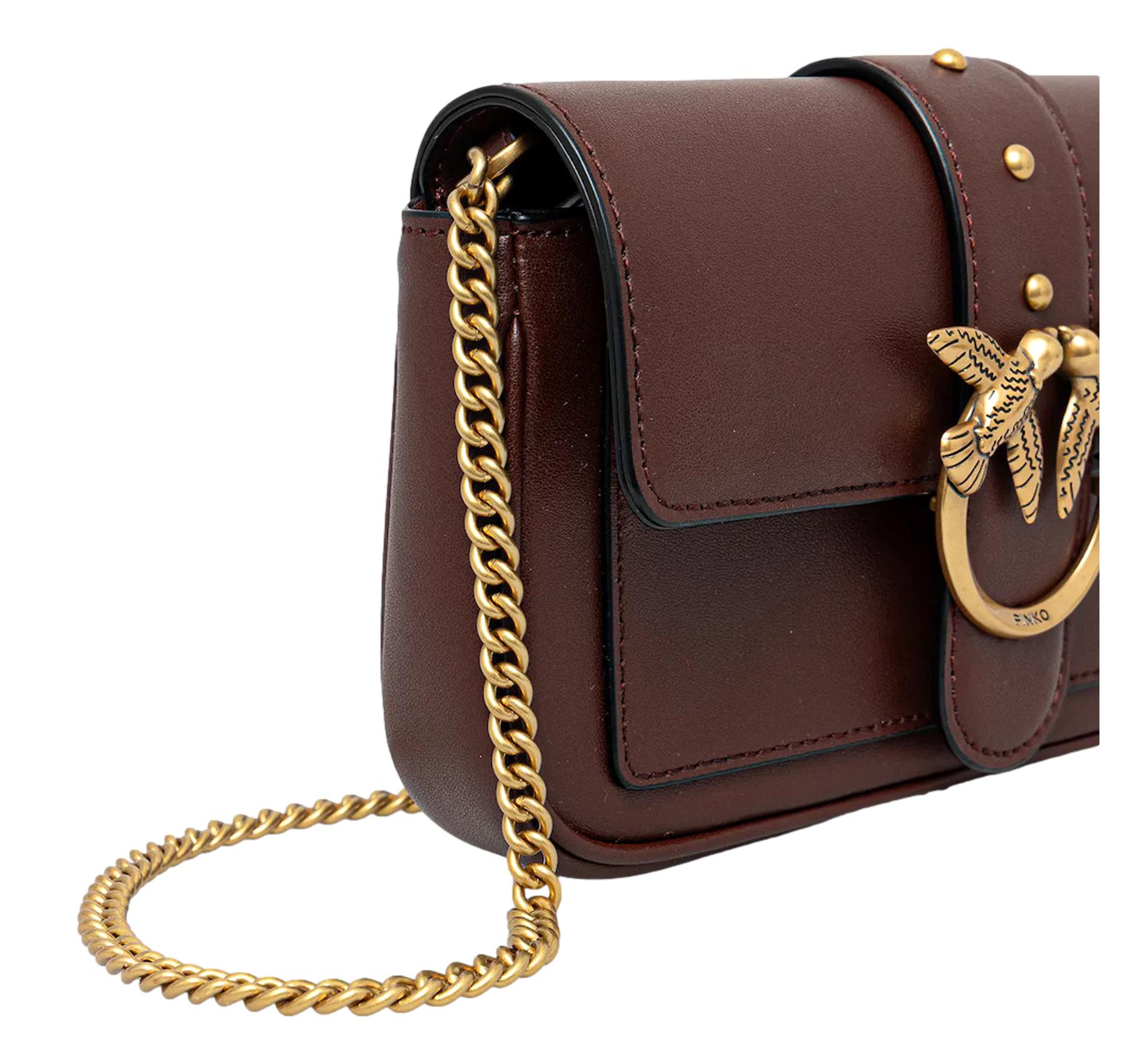 PINKO Borsa Donna Love One Pocket C Vitello Seta 100061 Colore Bordeaux R49Q