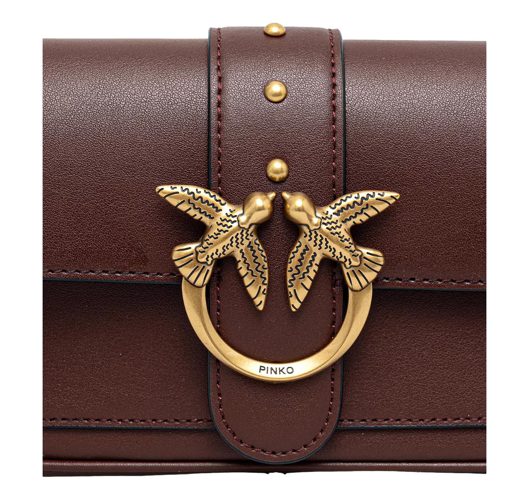 PINKO Borsa Donna Love One Pocket C Vitello Seta 100061 Colore Bordeaux R49Q