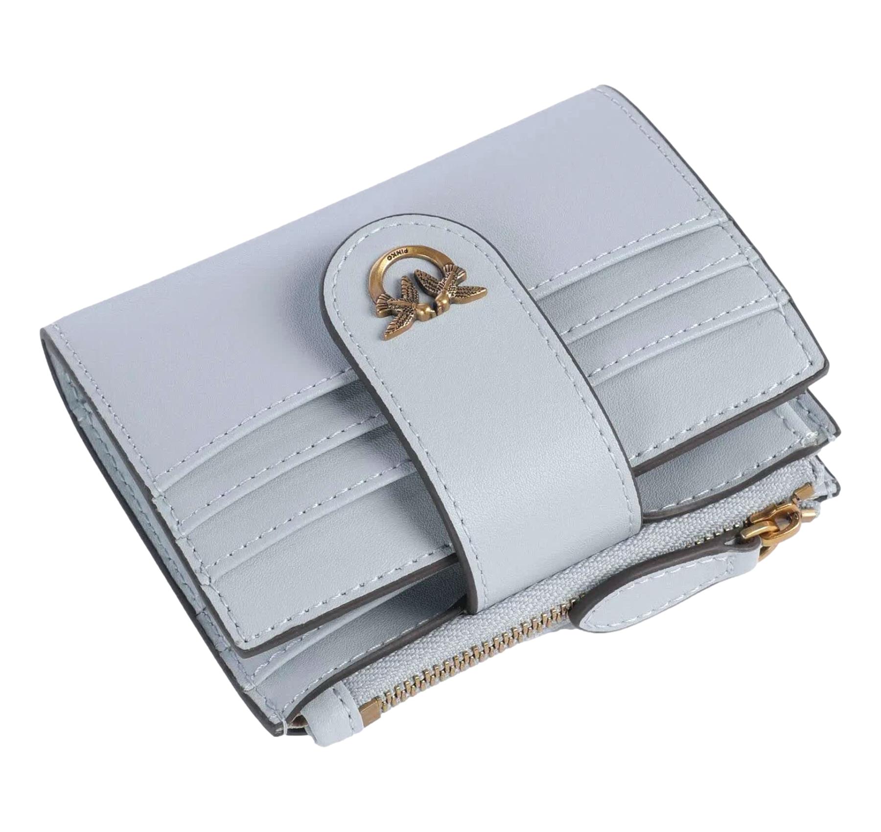 PINKO Portafoglio Donna In Pelle Multi Purpose Wallet 103610 E37Q Colore Azzurro