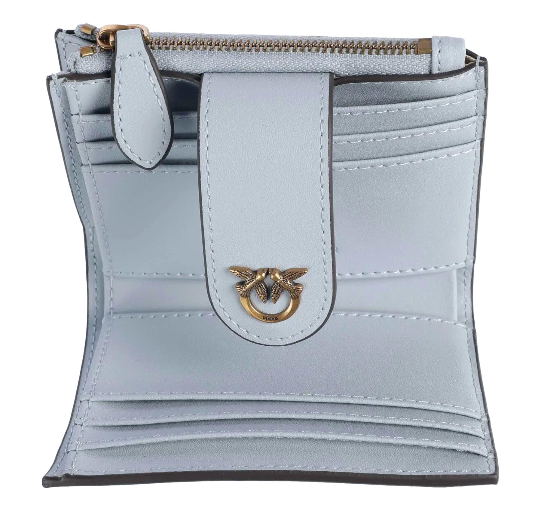 PINKO Portafoglio Donna In Pelle Multi Purpose Wallet 103610 E37Q Colore Azzurro