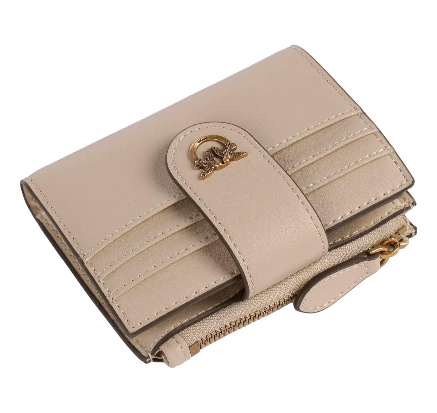 PINKO Portafoglio Donna In Pelle Multi Purpose Wallet 103610 C50Q Colore Beige