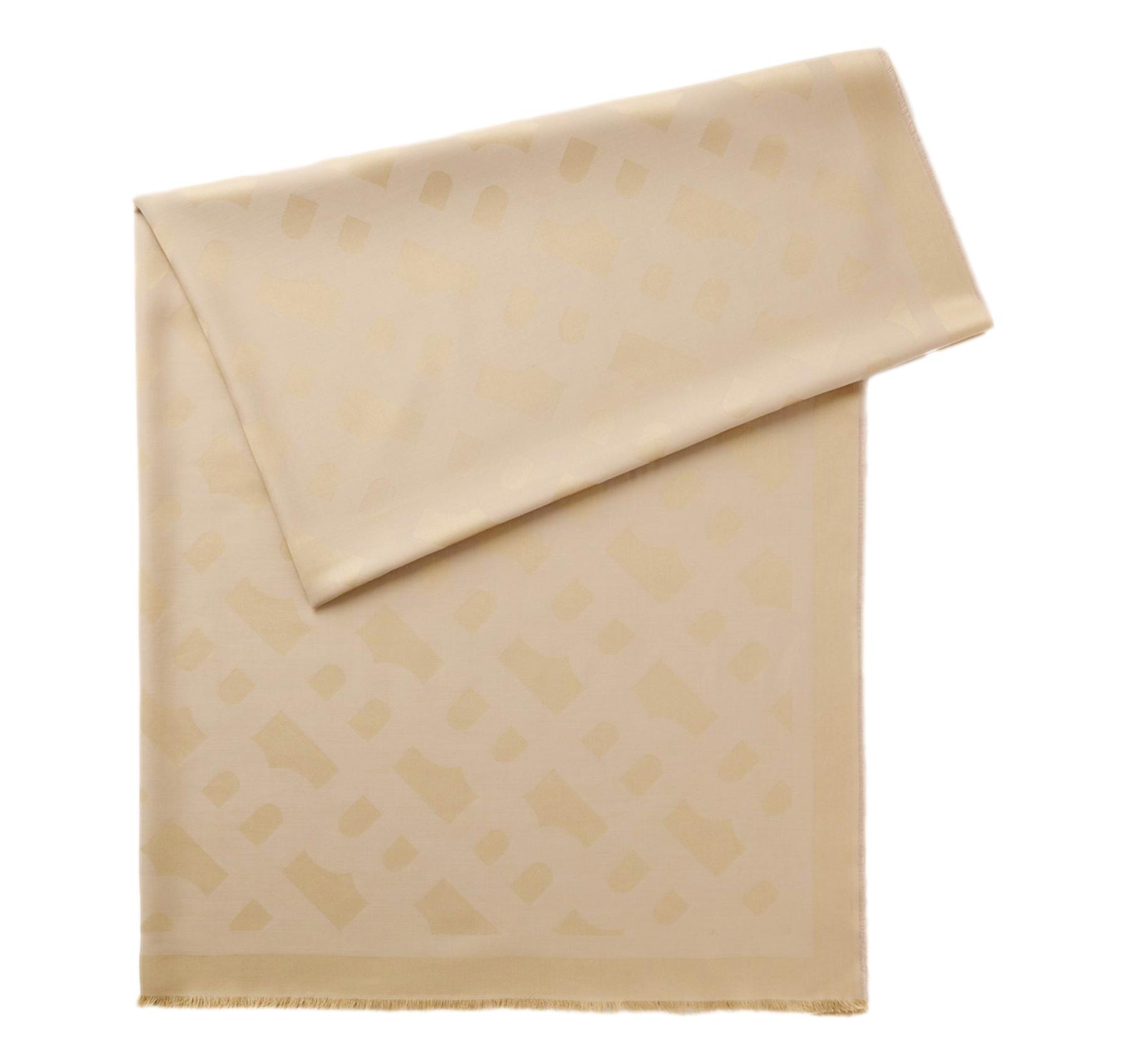 BOSS Sciarpa Donna Monyque 50555434 100×200 Lana Modal Monogram Colore Beige 275