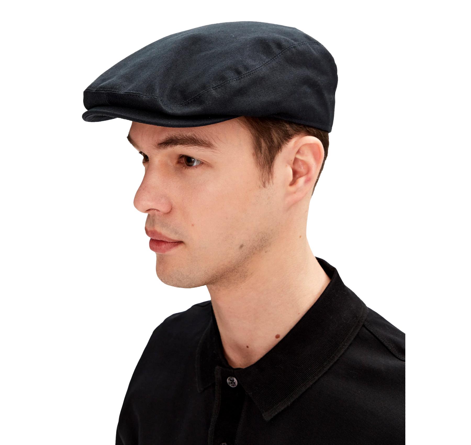 BARBOUR Flat Cap Uomo Finnean MHA0413NY91 Cotone Blu Scuro