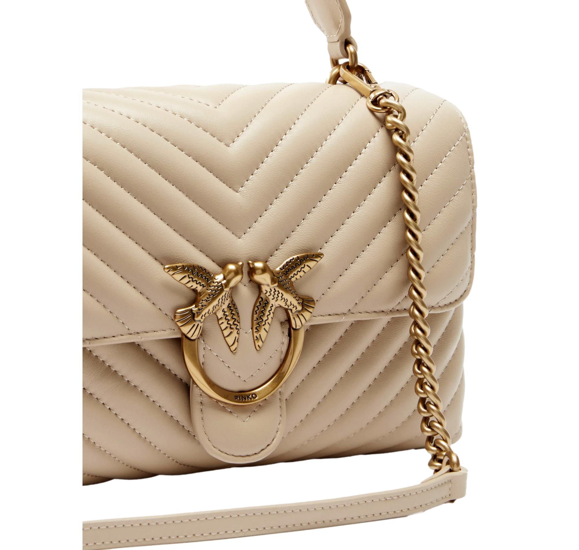 Pinko Borsa Donna Love Bag Puff Classic Lady in Nappa Chevron 100043 Colore Beige C50Q