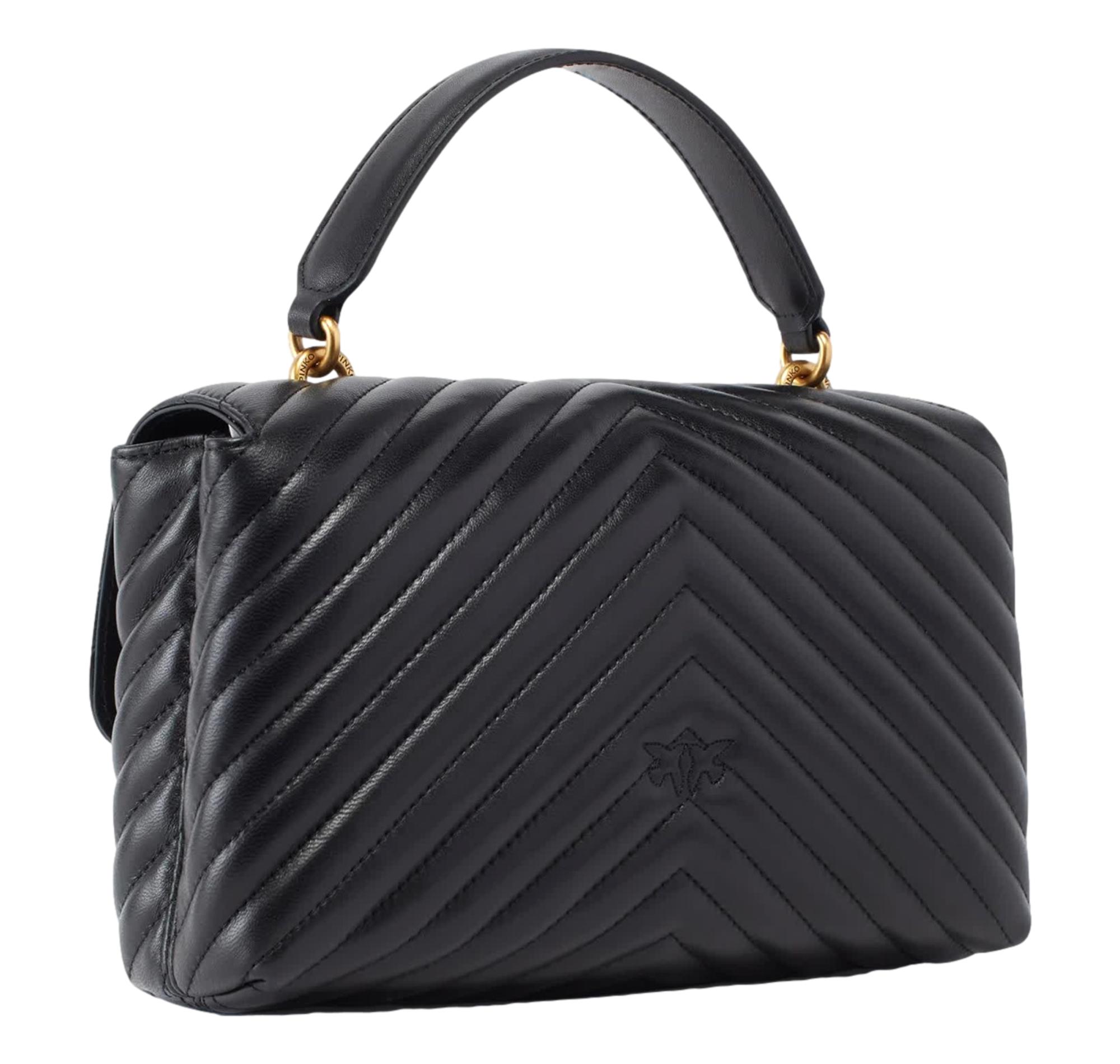 Pinko Borsa Donna Love Bag Puff Classic Lady in Nappa Chevron 100043 Colore Nero Z99Q