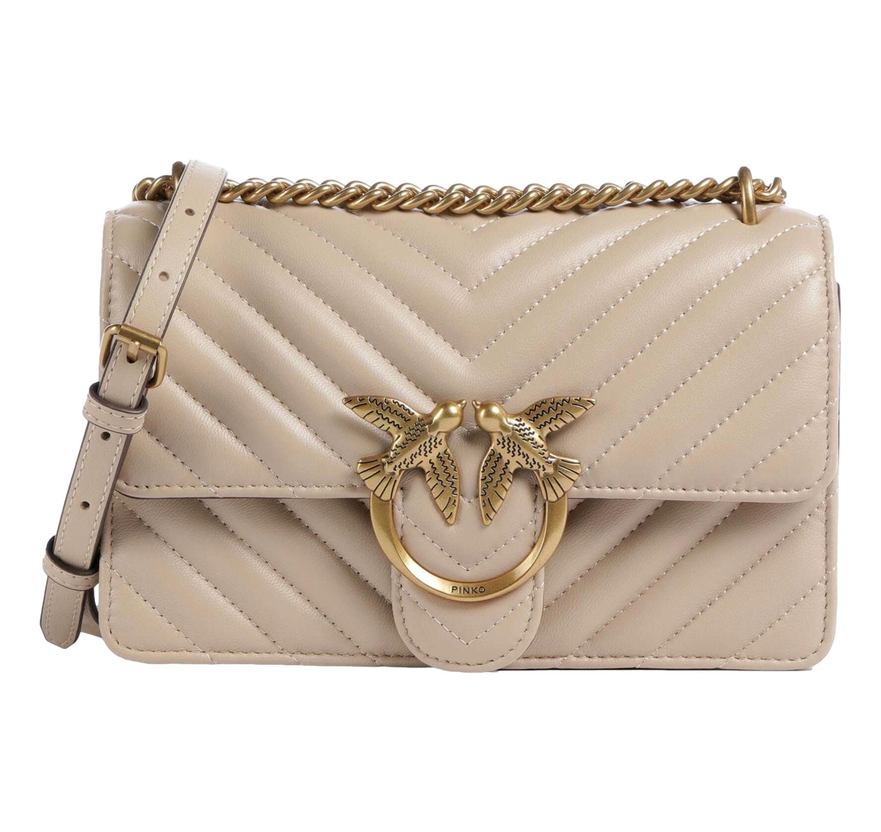 PINKO Borsa Donna Love One Mini Chevron 100074 Colore Beige C50Q