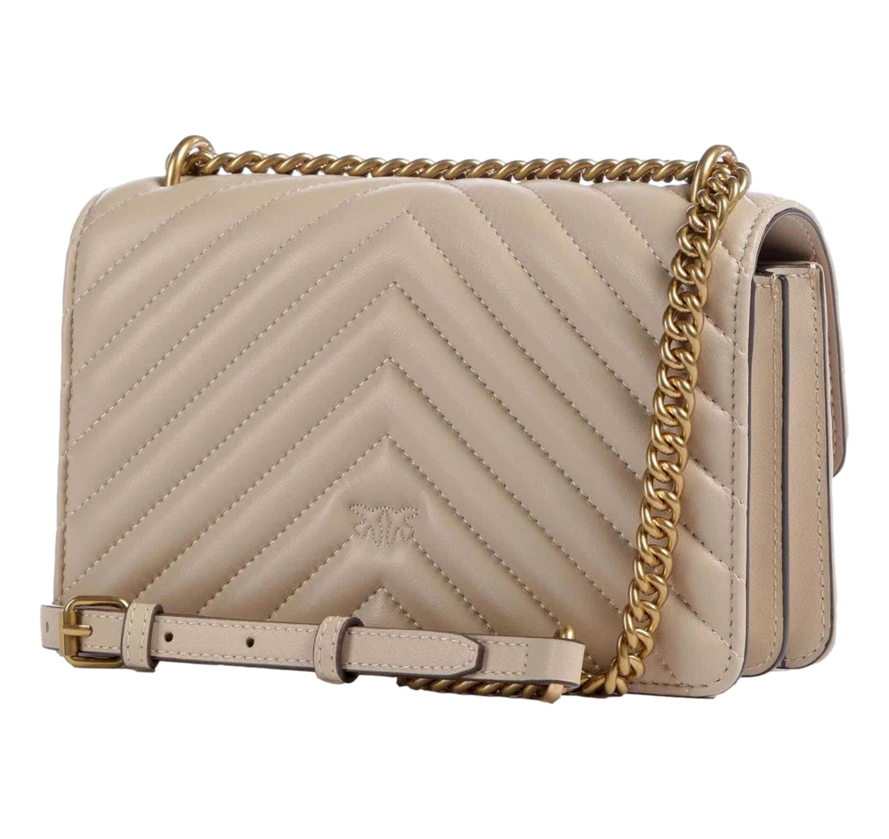 PINKO Borsa Donna Love One Mini Chevron 100074 Colore Beige C50Q