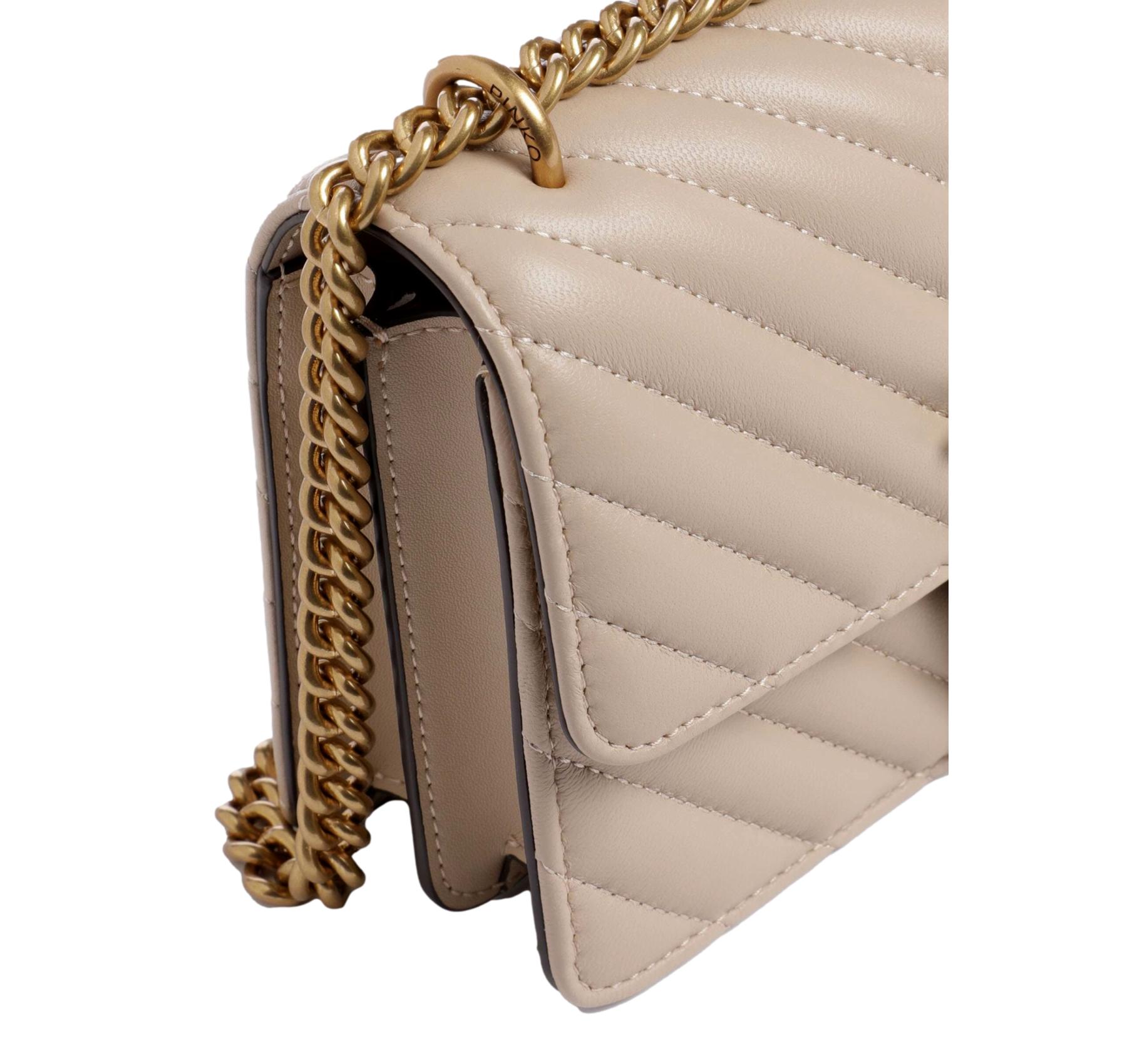 PINKO Borsa Donna Love One Mini Chevron 100074 Colore Beige C50Q