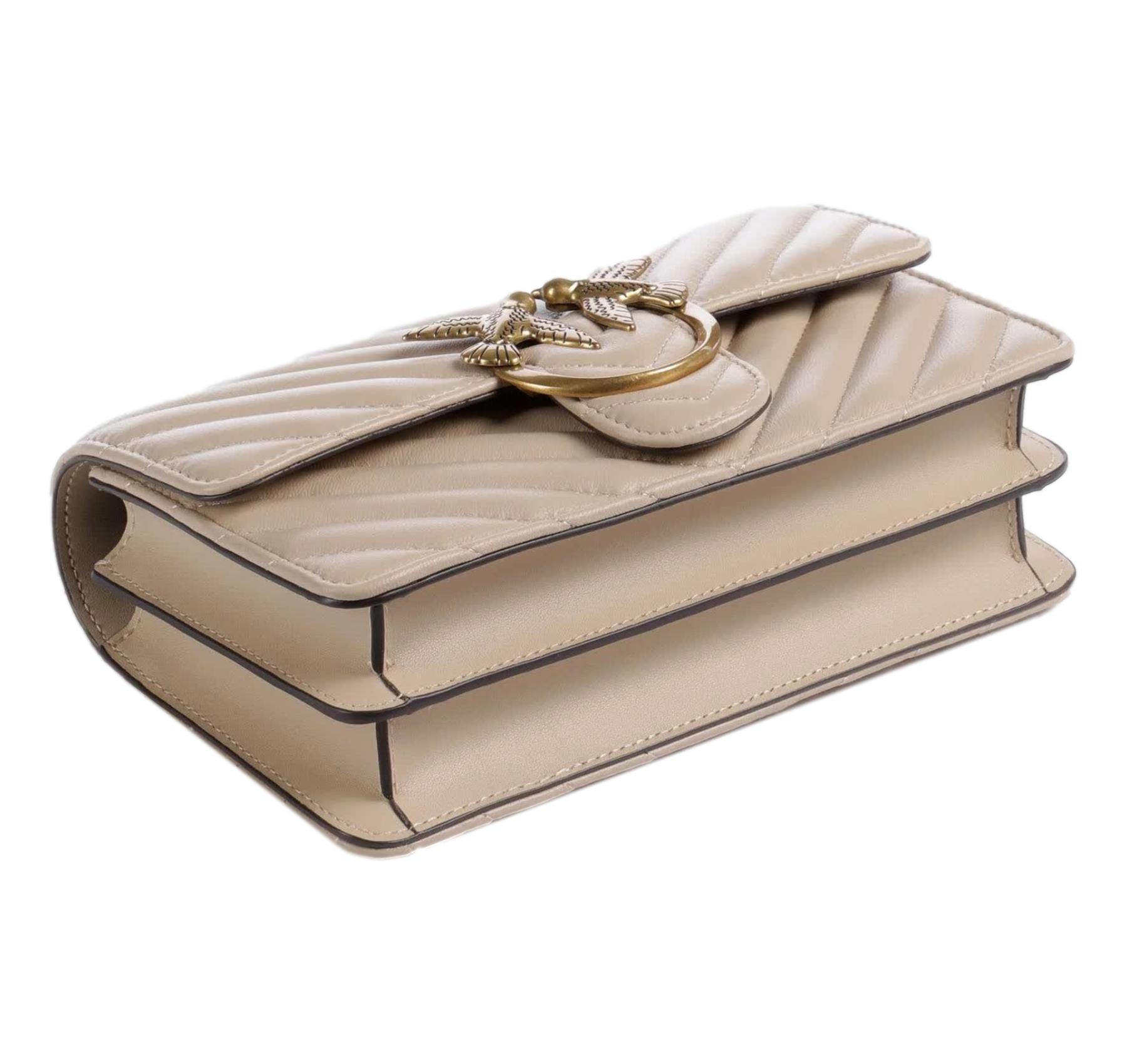 PINKO Borsa Donna Love One Mini Chevron 100074 Colore Beige C50Q
