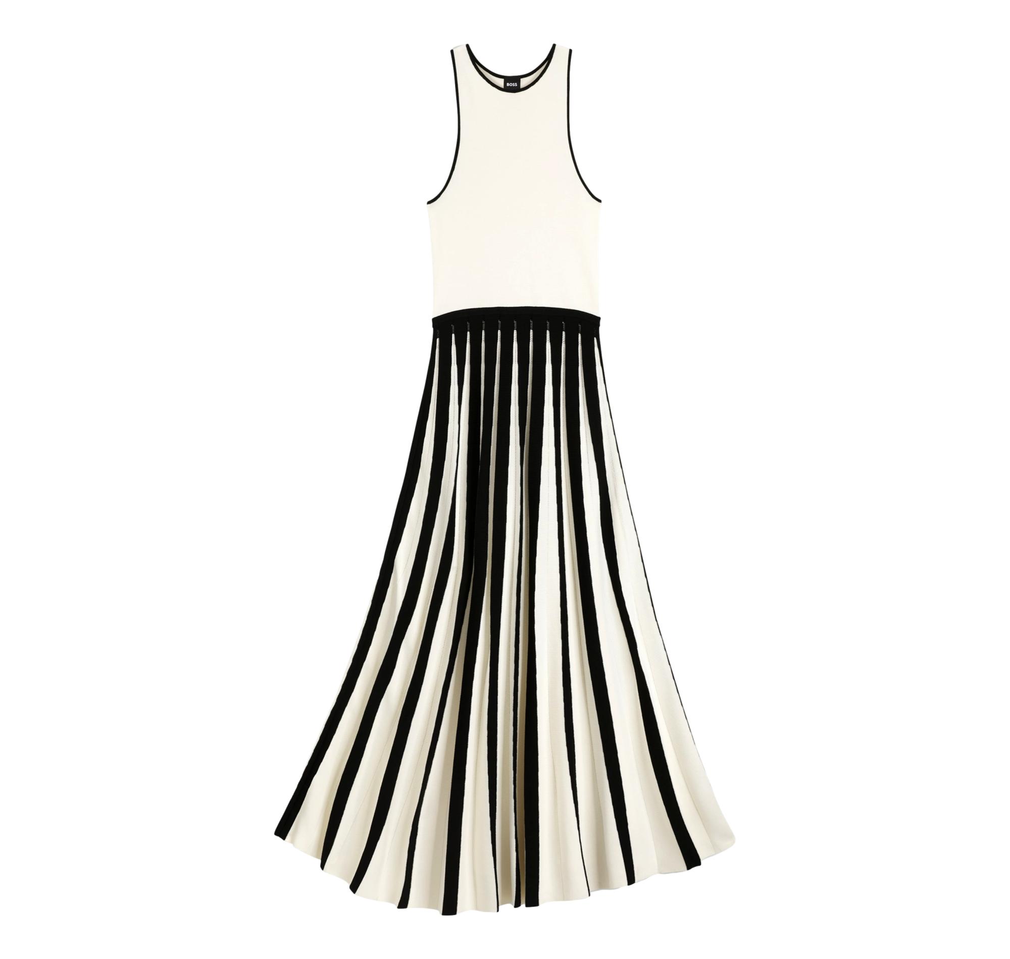 BOSS Abito Donna Con Gonna Plissettata Bicolore Falendula 50553253 Colore Avorio Nero 962